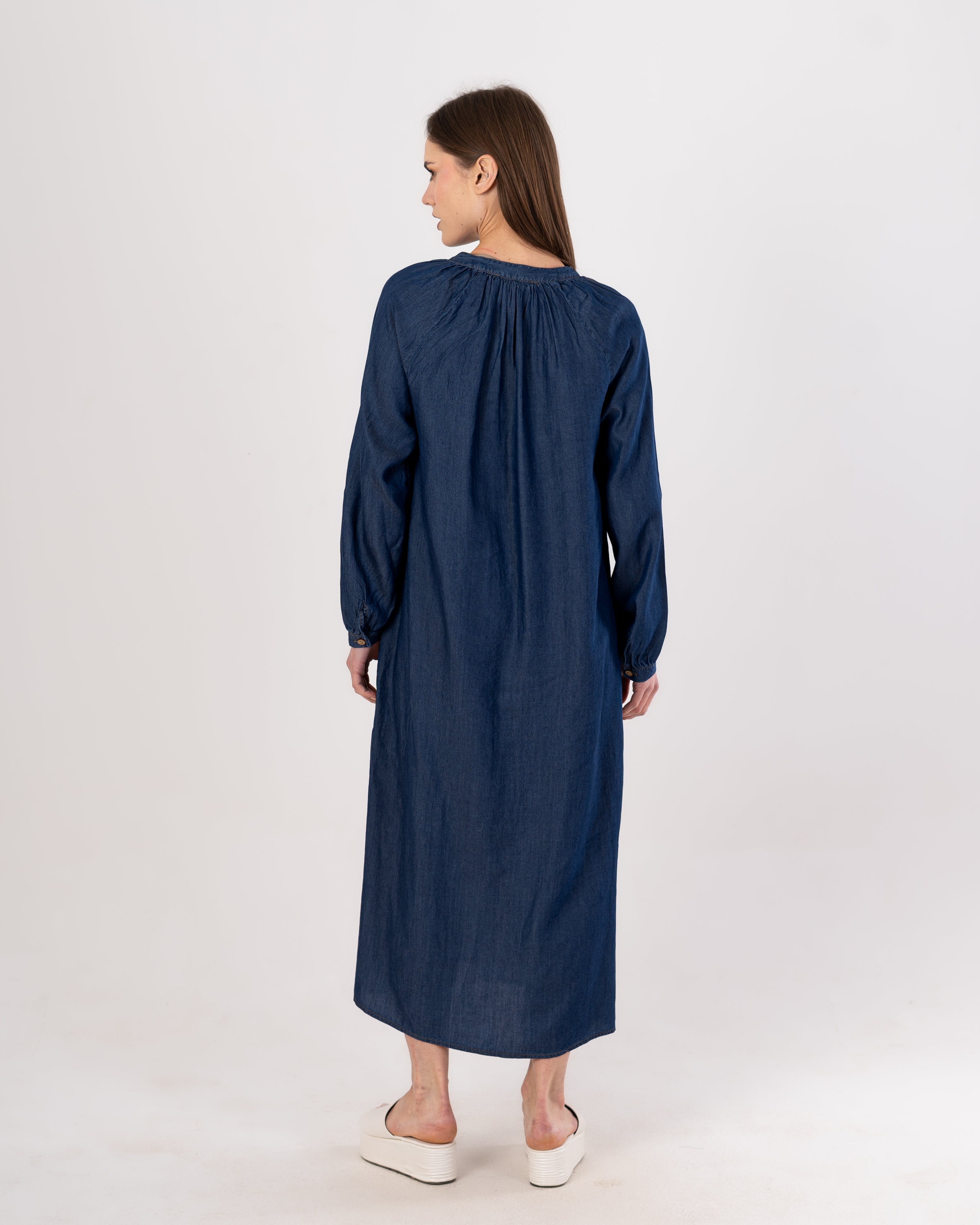 Plain Long - Denim Dress (Buttoned)