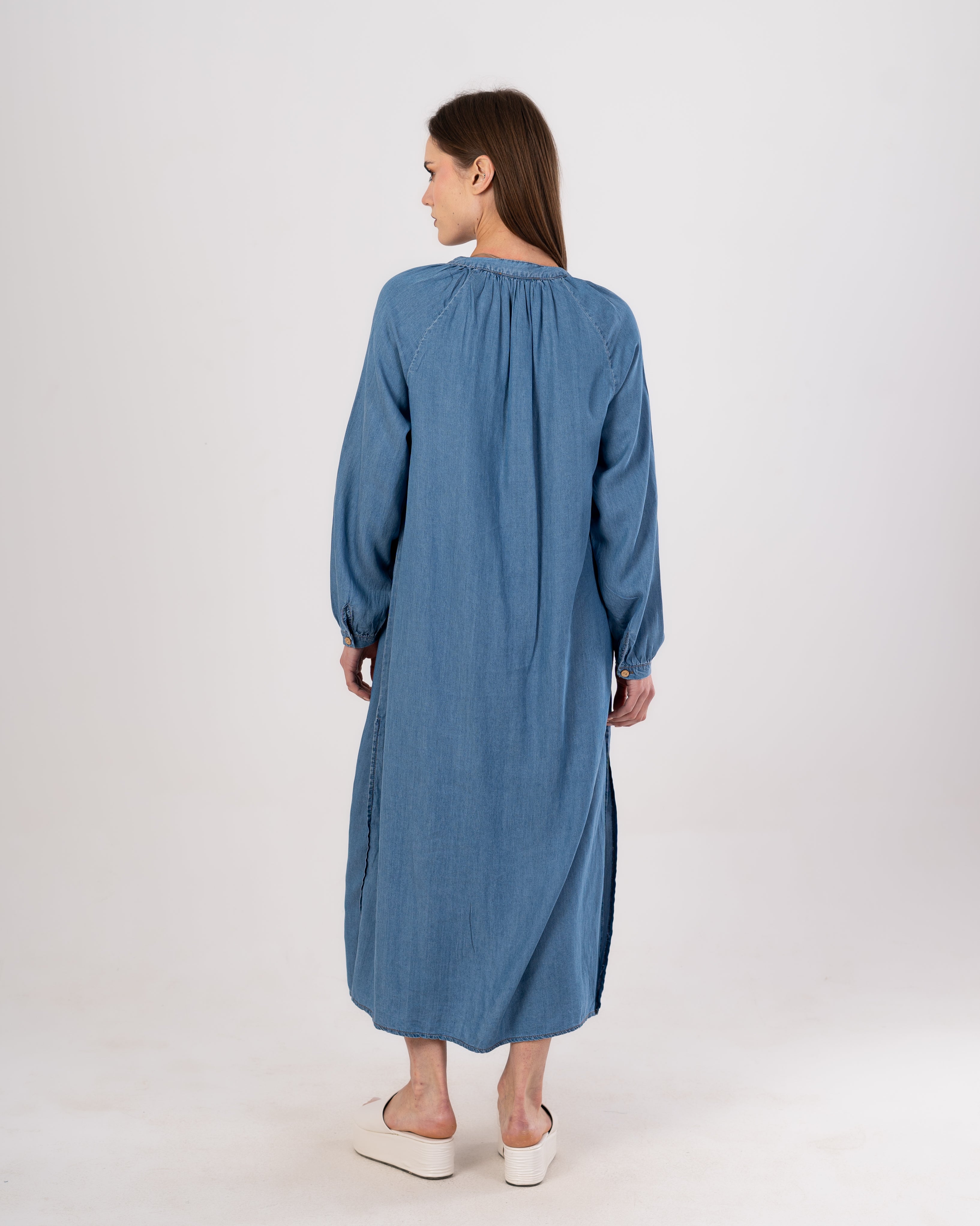 Plain Long - Denim Dress (Buttoned)