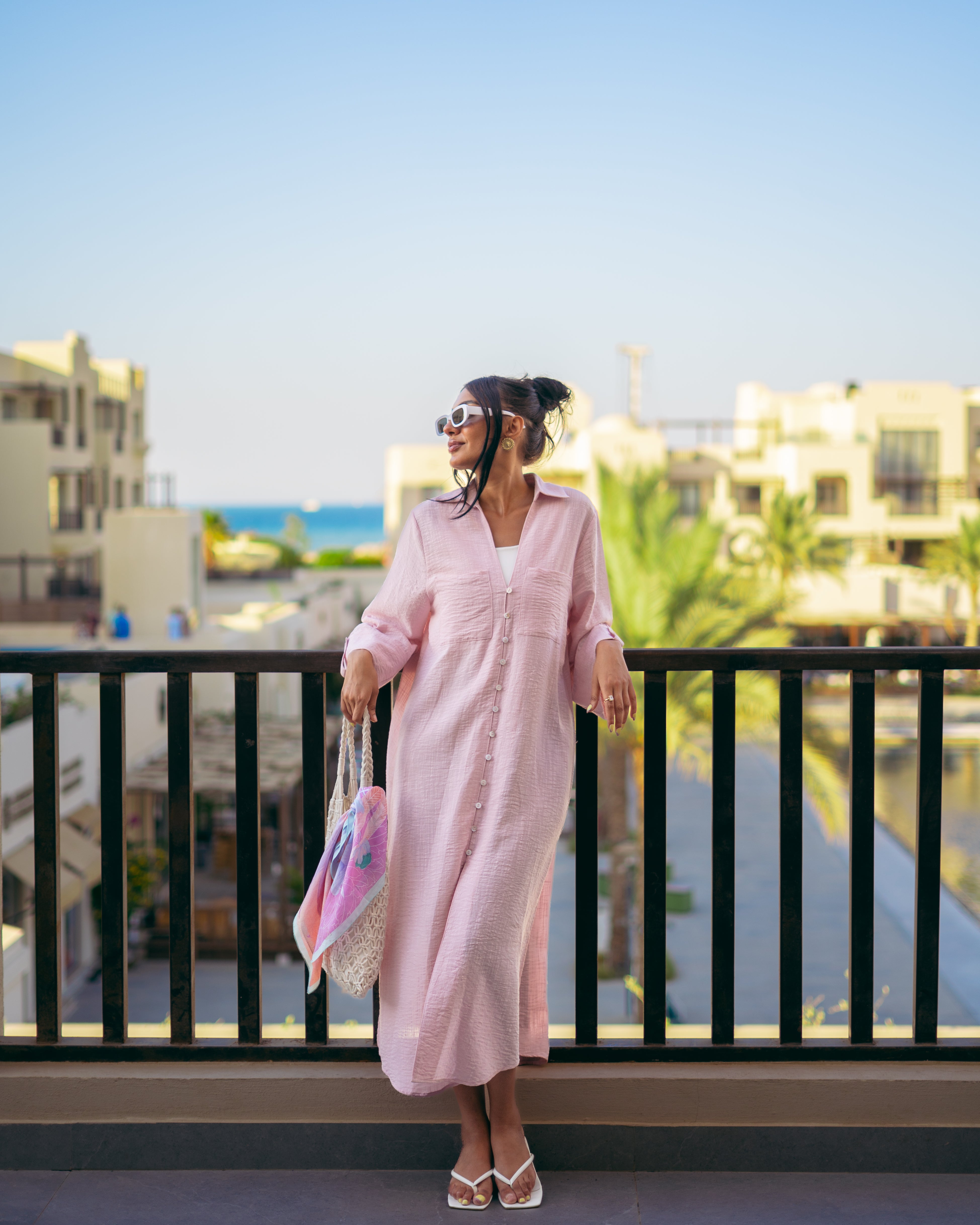 Plain Linen Dress – (Two Chest Pockets)