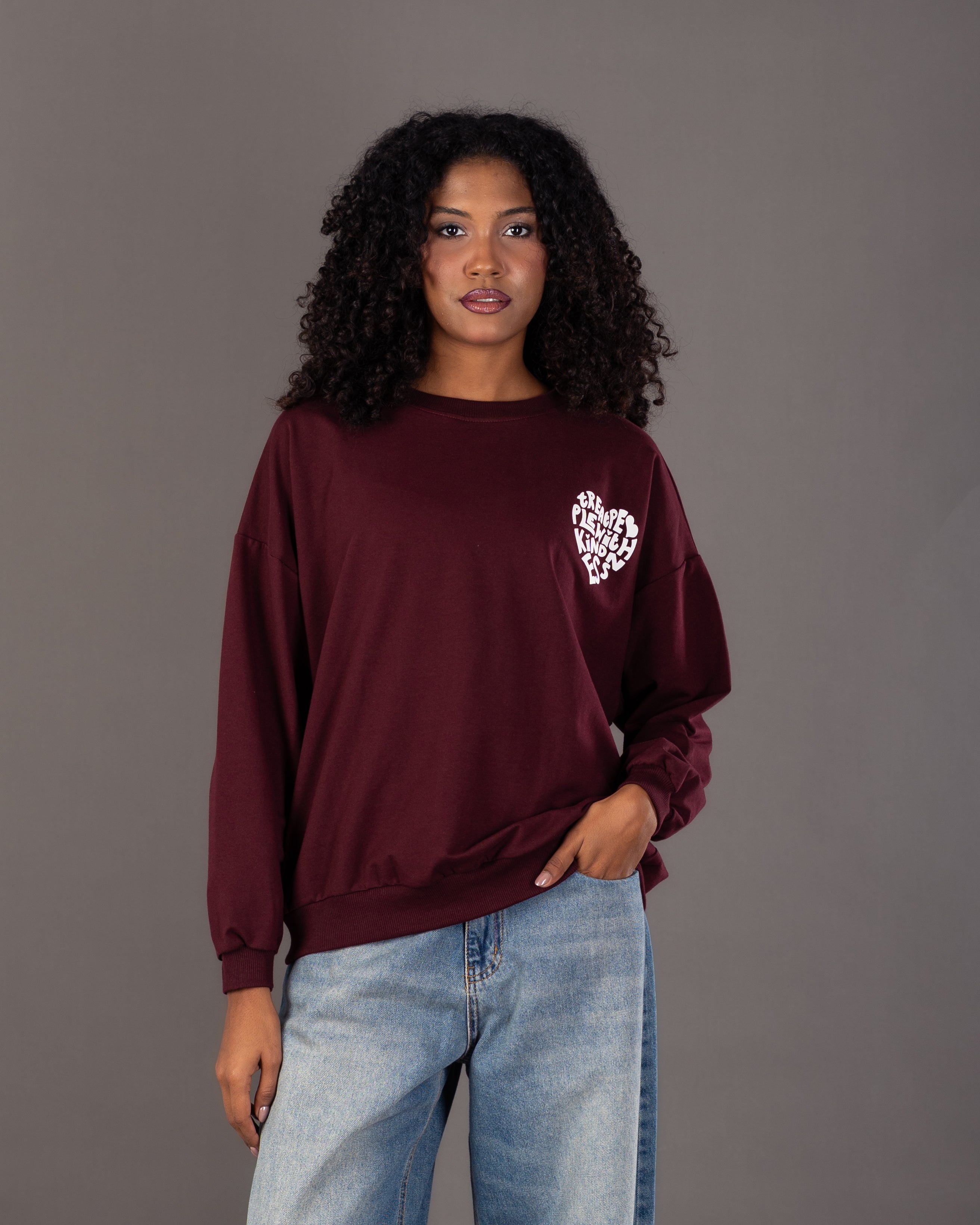 Heart Text Back - Print Sweatshirt