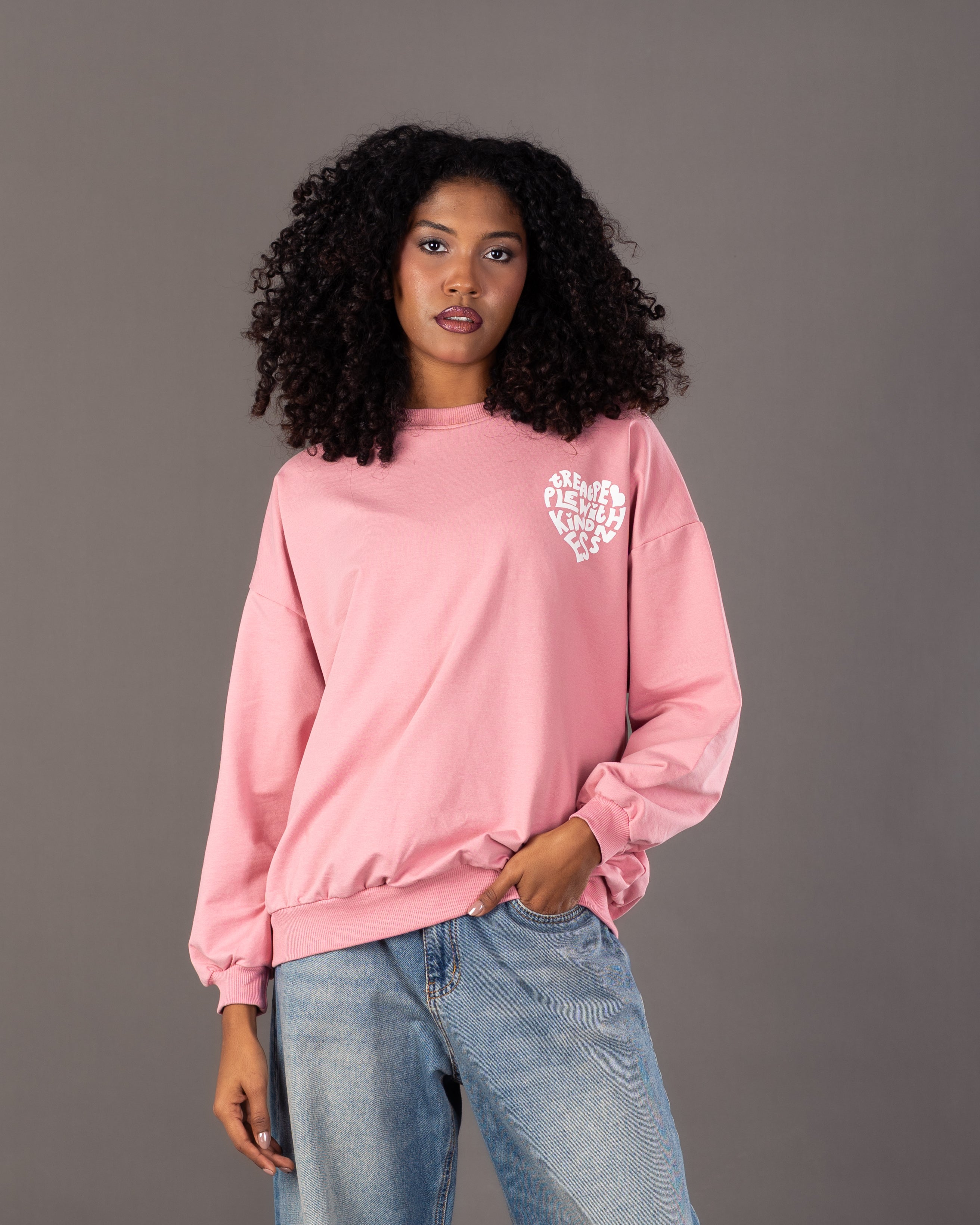 Heart Text Back - Print Sweatshirt