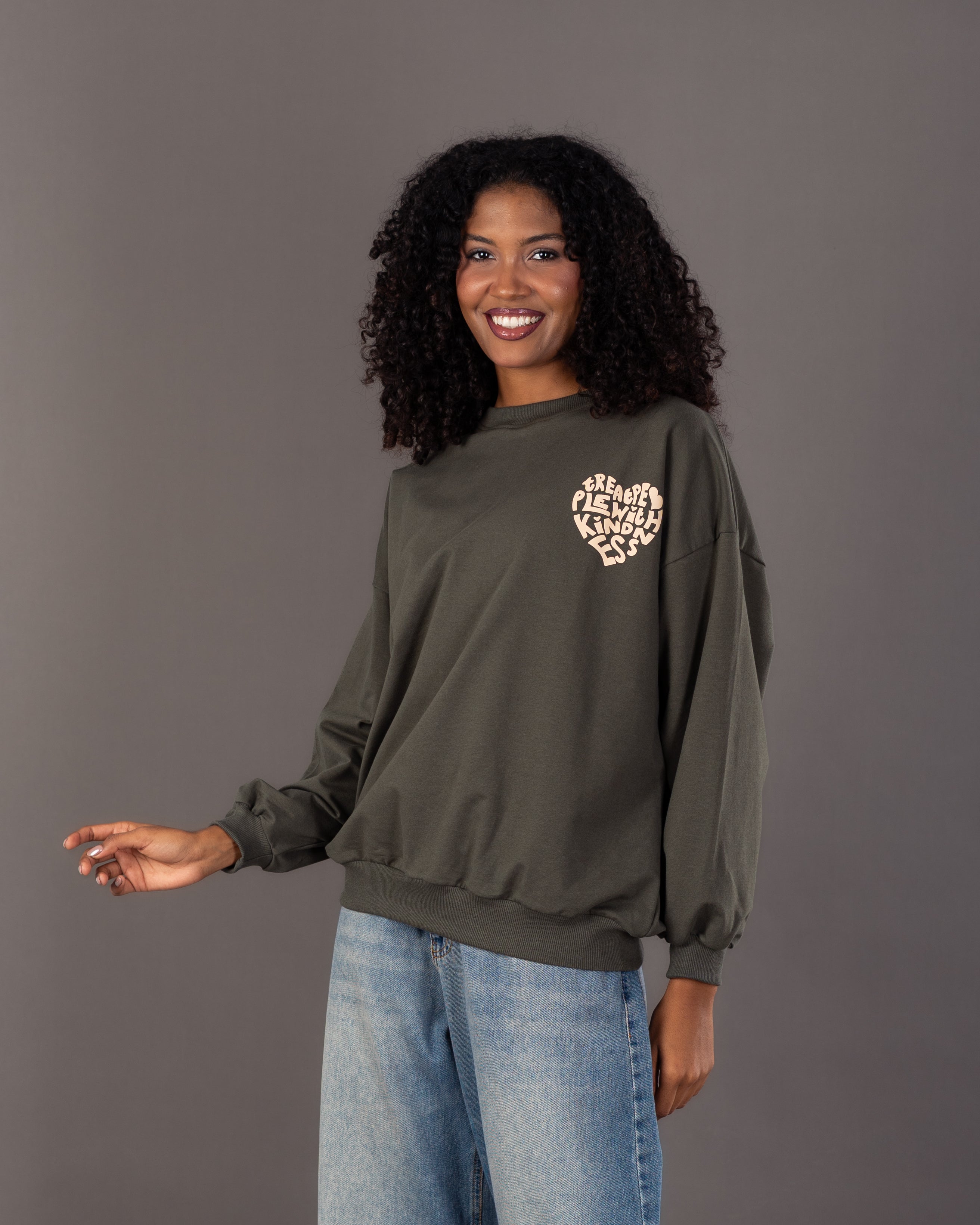 Heart Text Back - Print Sweatshirt