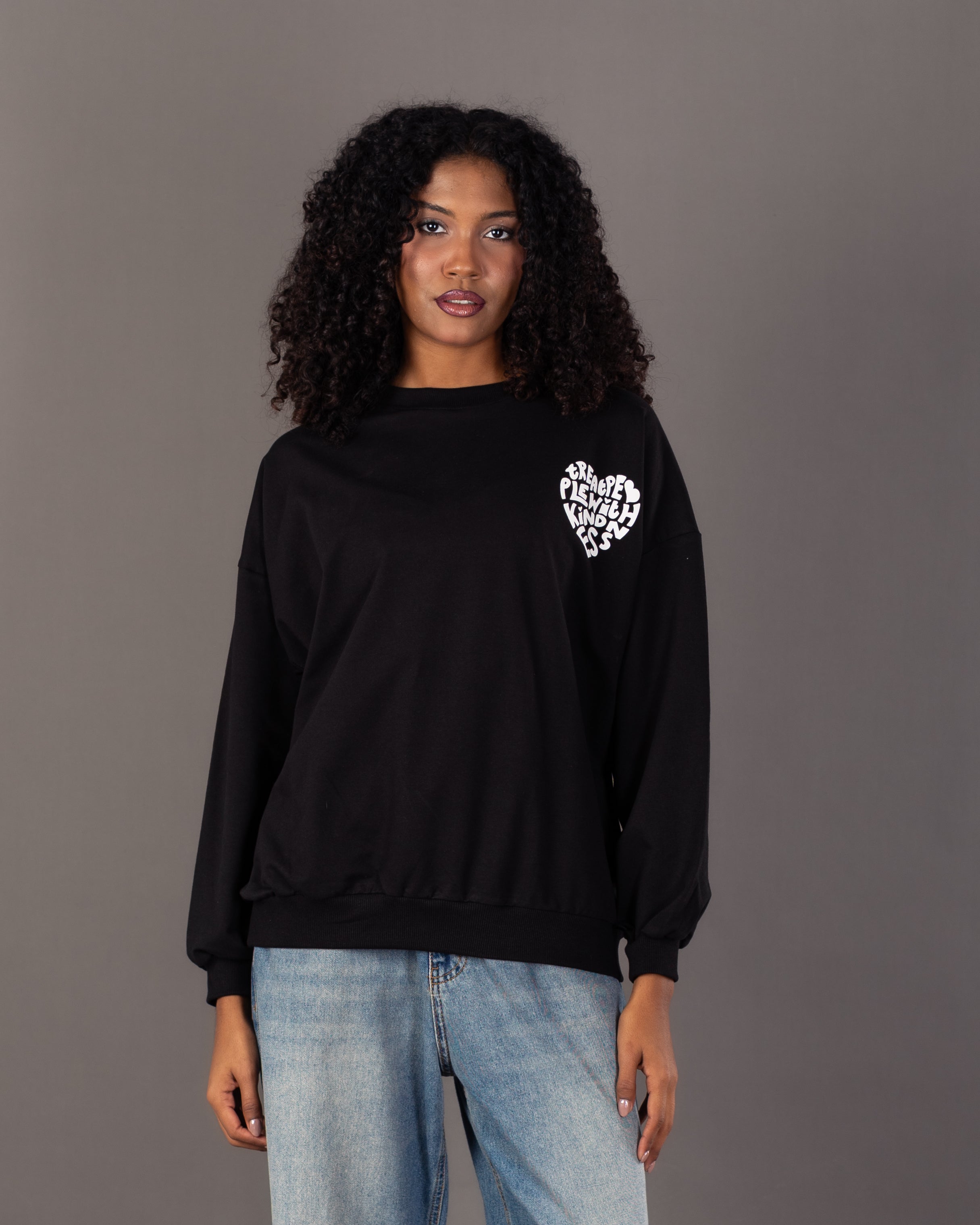 Heart Text Back - Print Sweatshirt