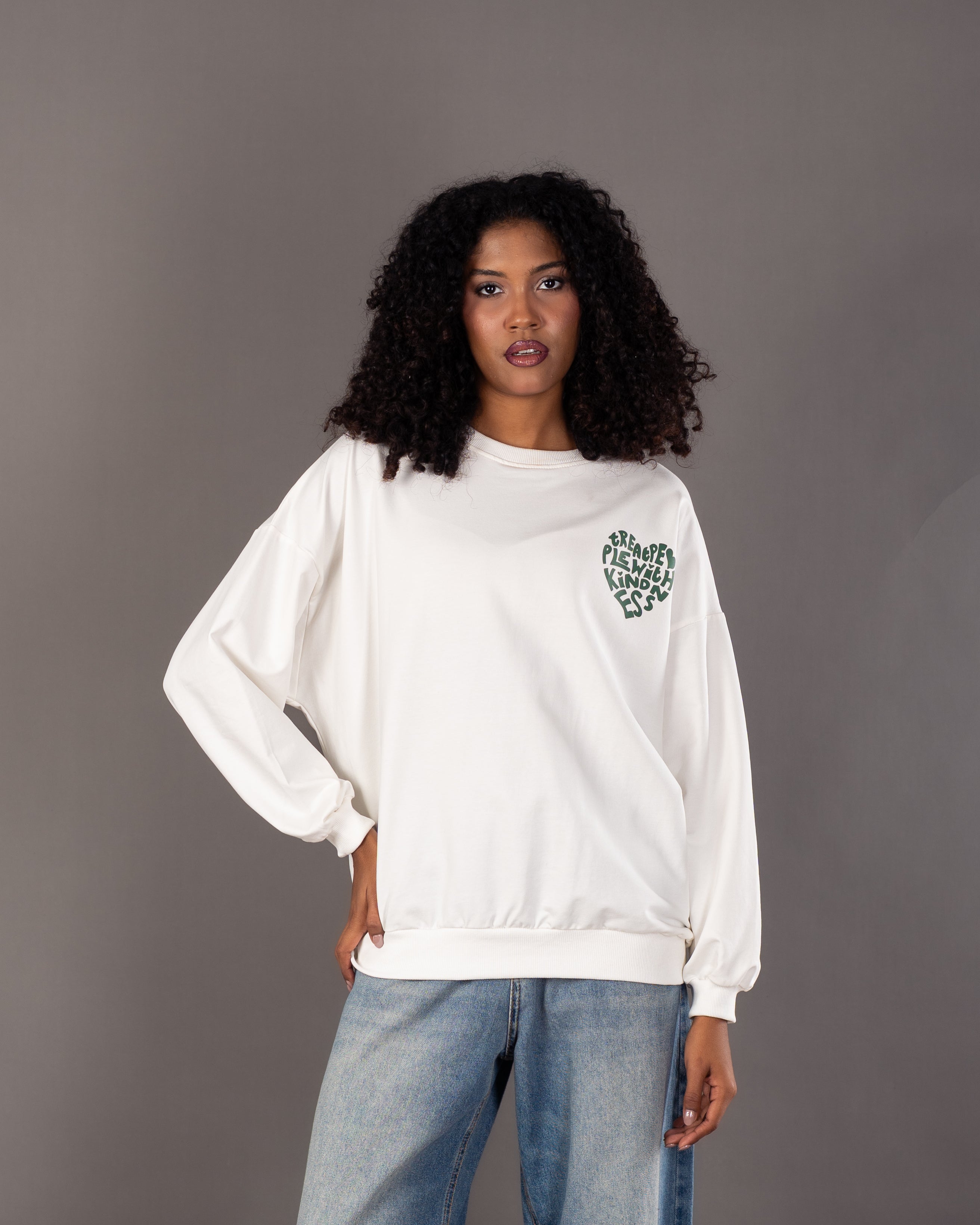 Heart Text Back - Print Sweatshirt