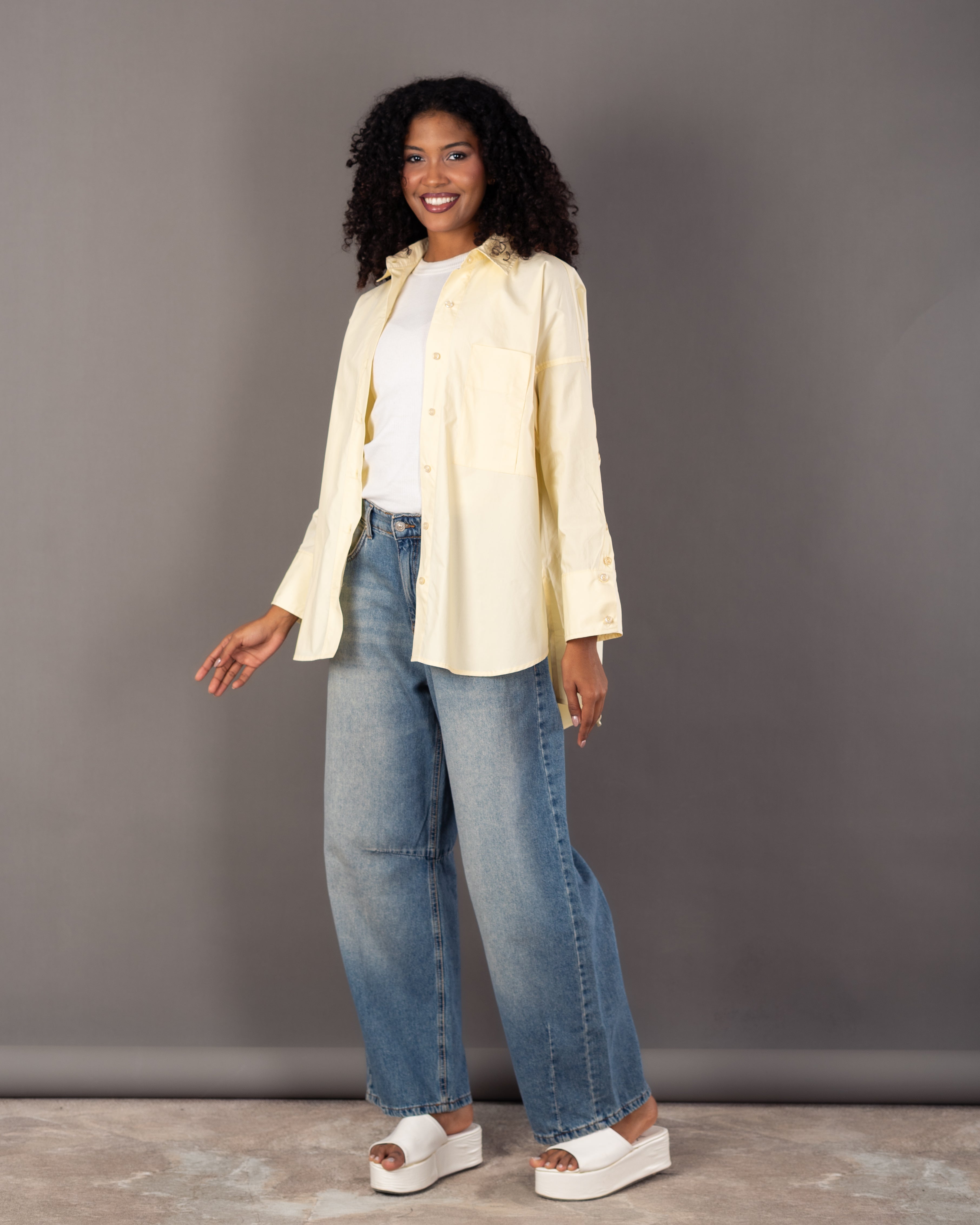 قميص سادة - بجيب كبير 