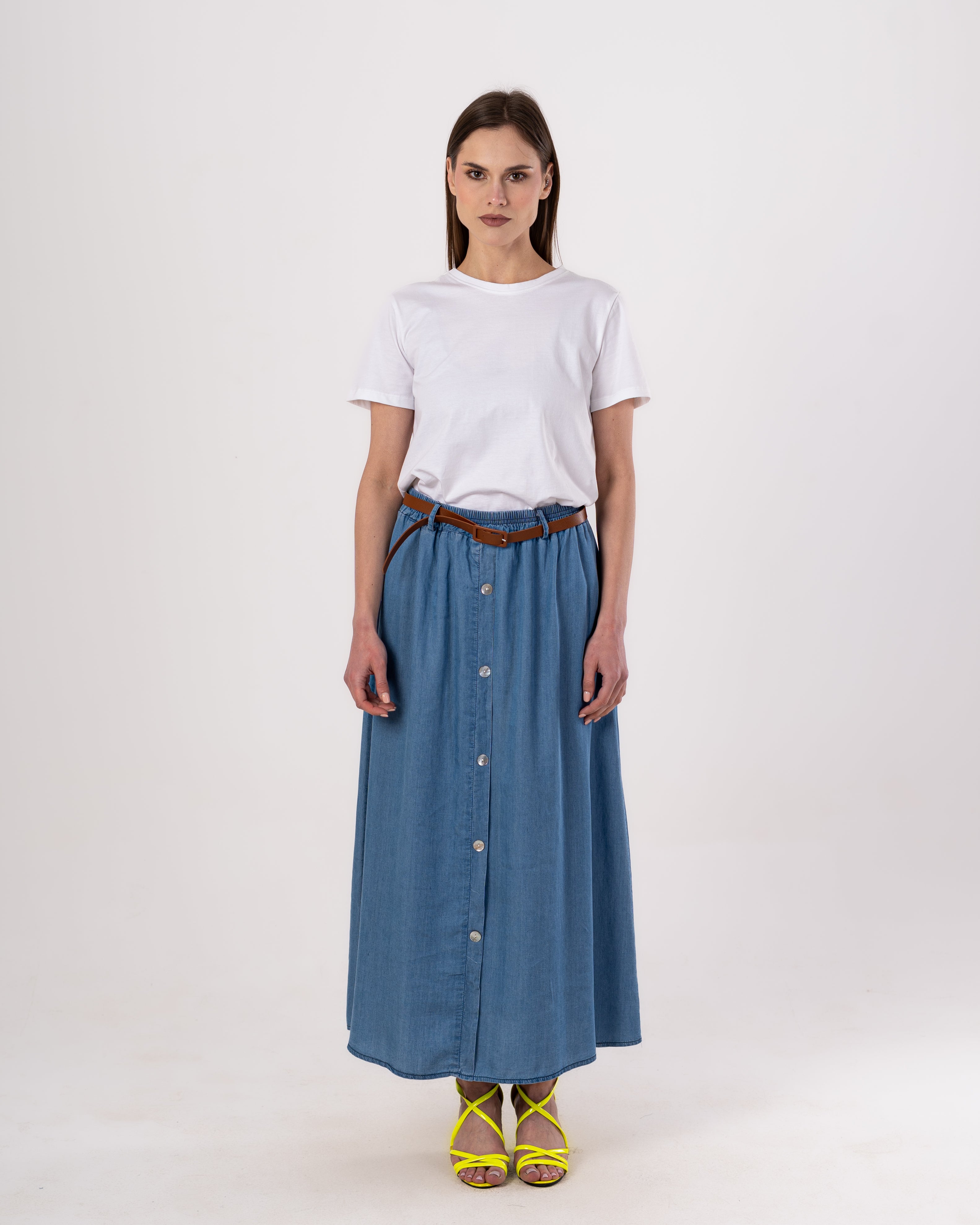 Denim Skirt - With Leather Belt