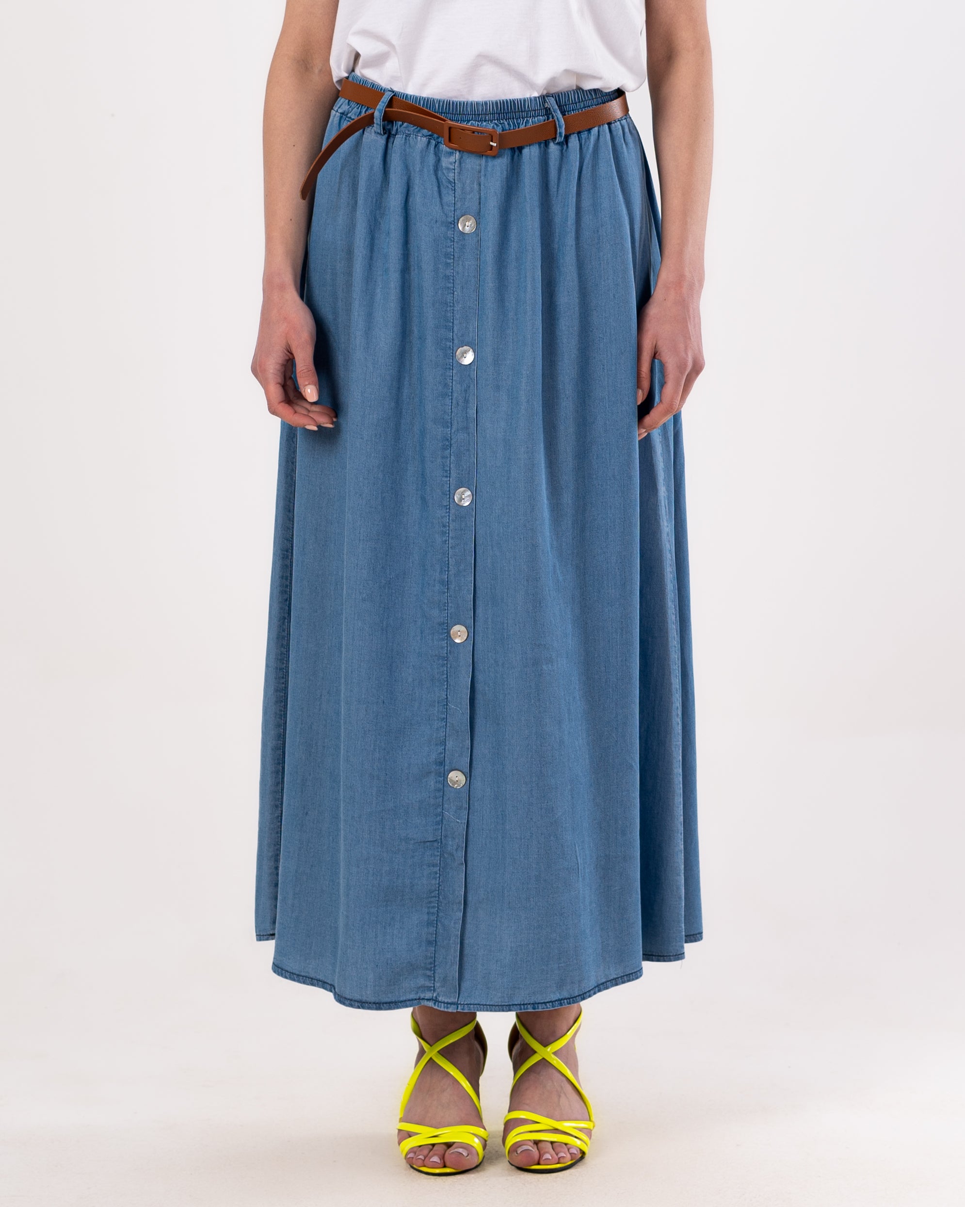 Denim Skirt - With Leather Belt