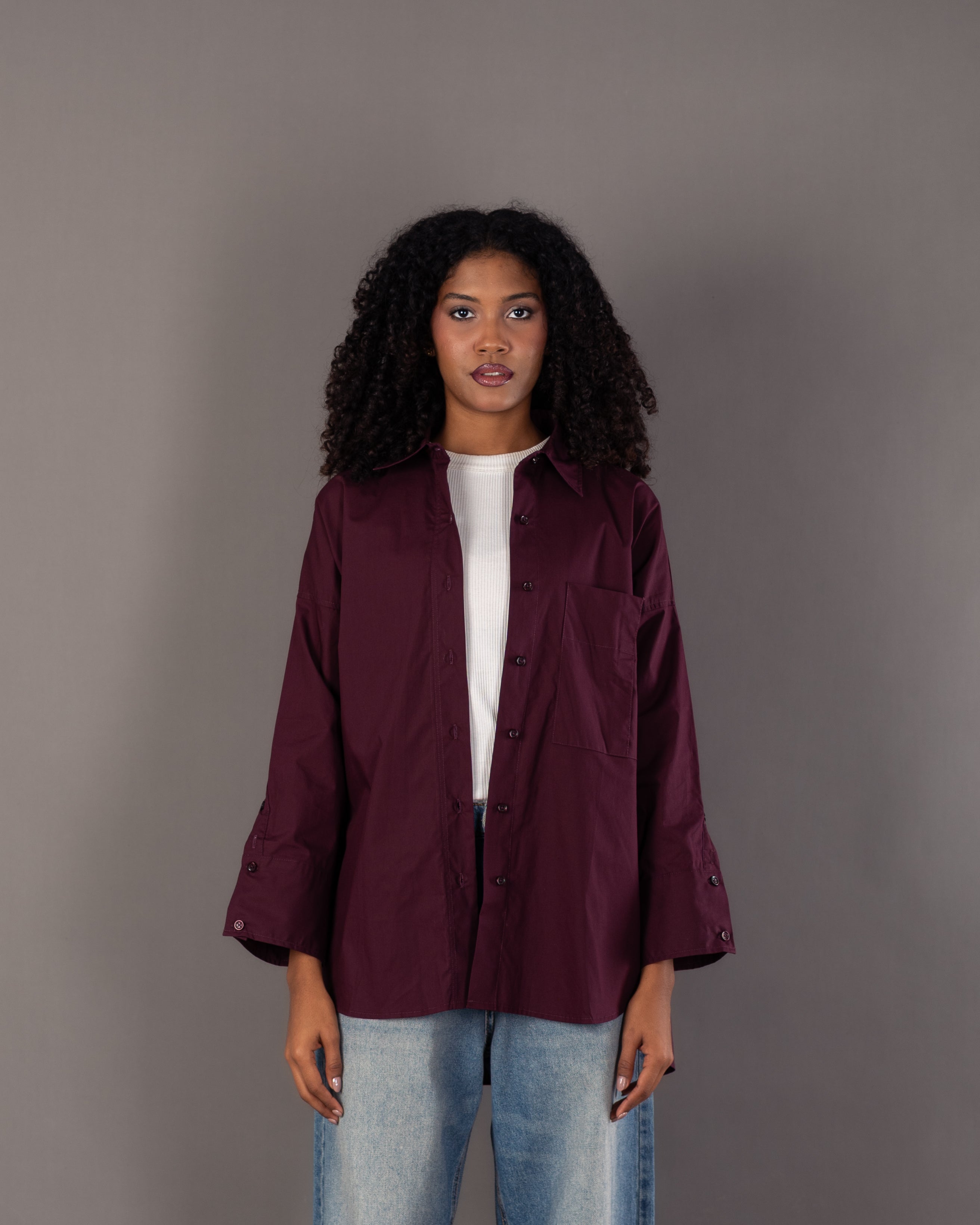 قميص سادة - بجيب كبير 