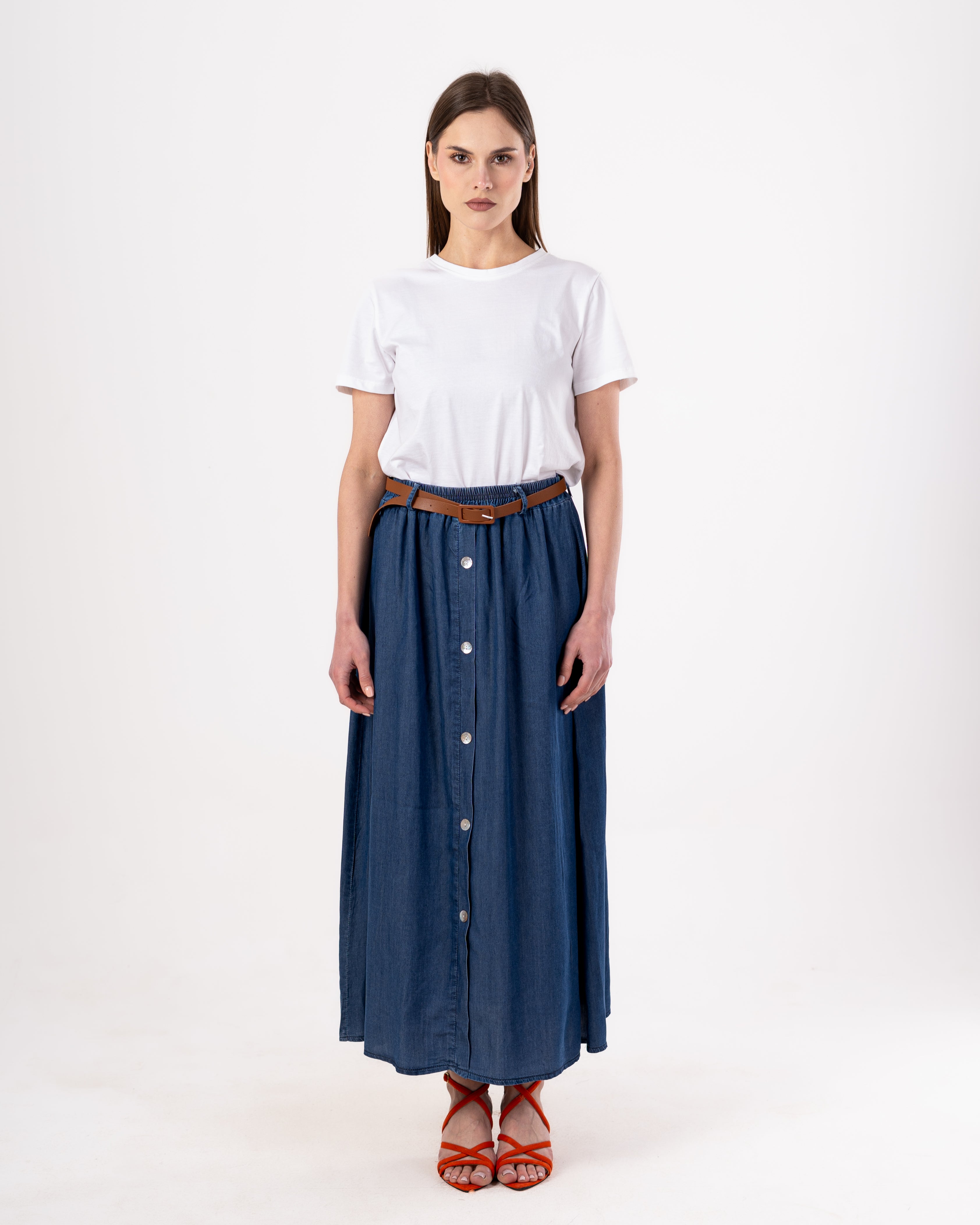 Denim Skirt - With Leather Belt