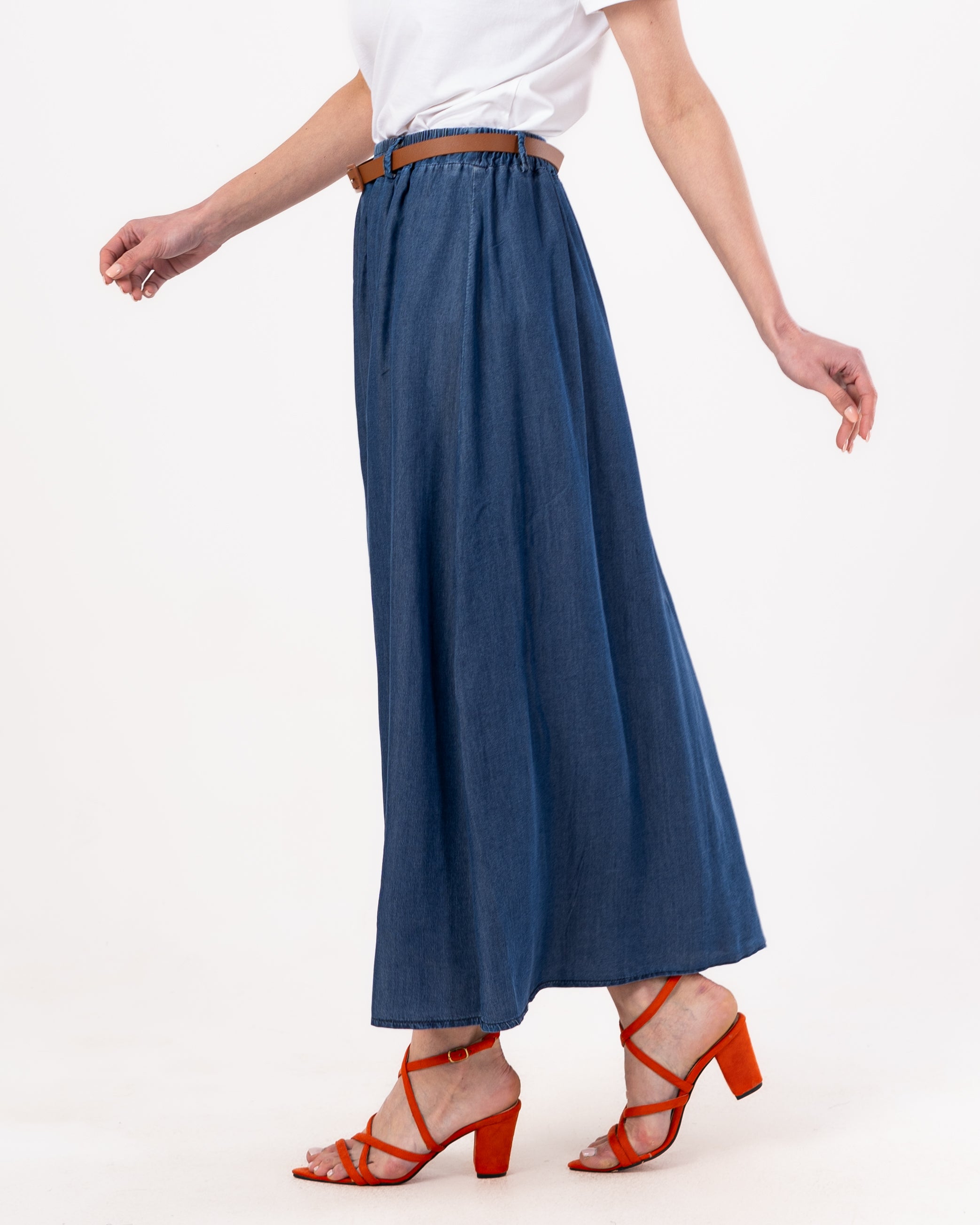 Denim Skirt - With Leather Belt