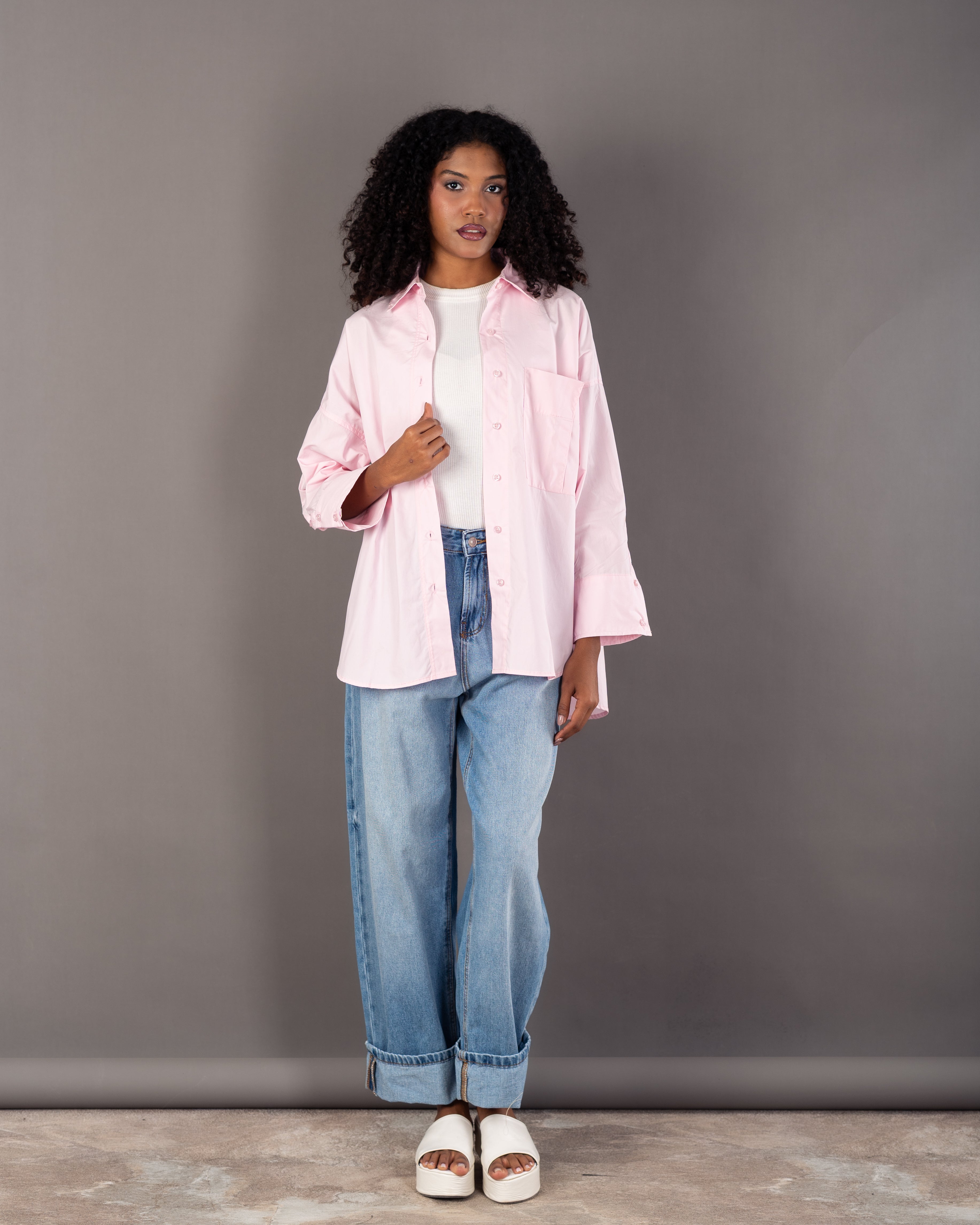 قميص سادة - بجيب كبير 