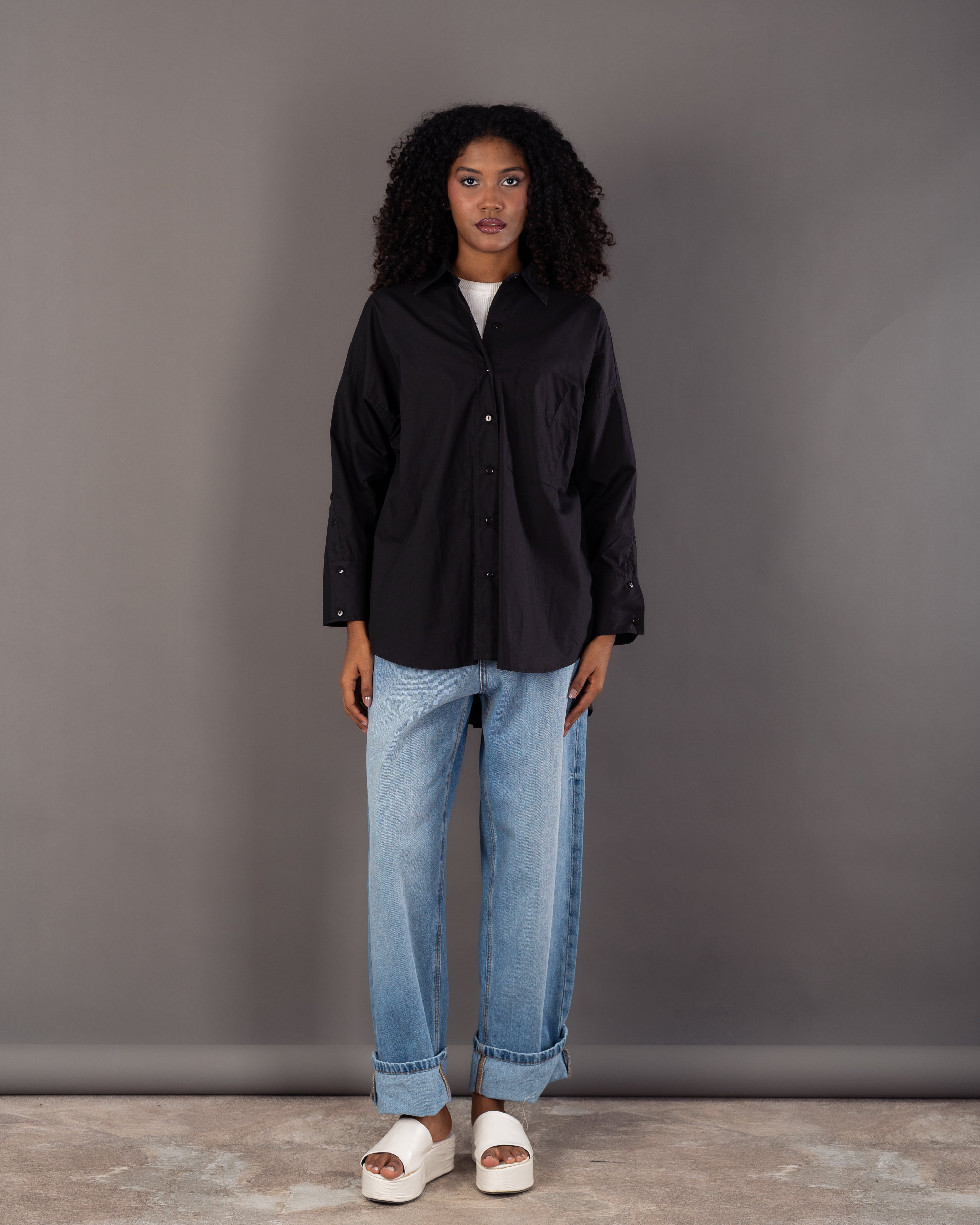 قميص سادة - بجيب كبير 