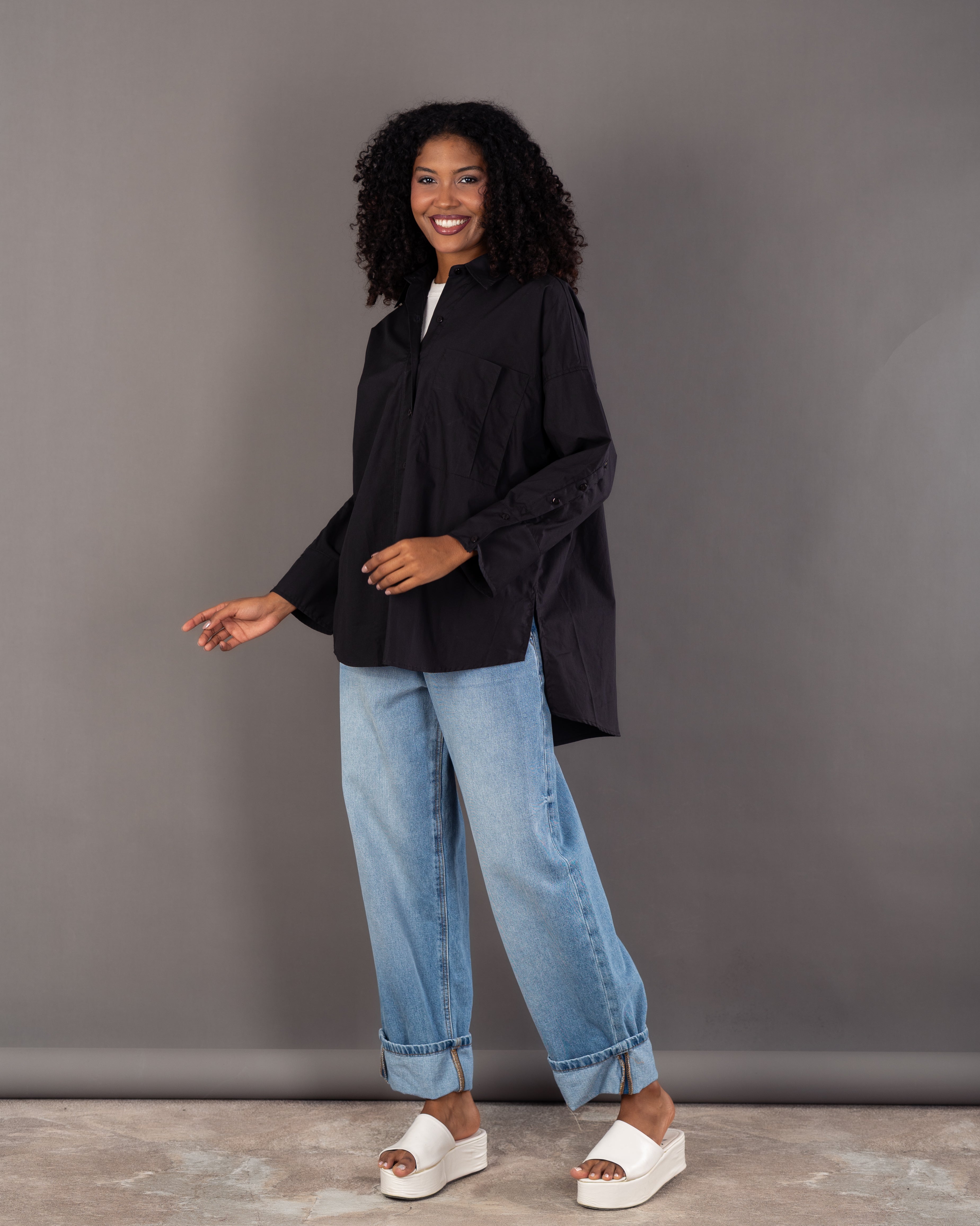 قميص سادة - بجيب كبير 