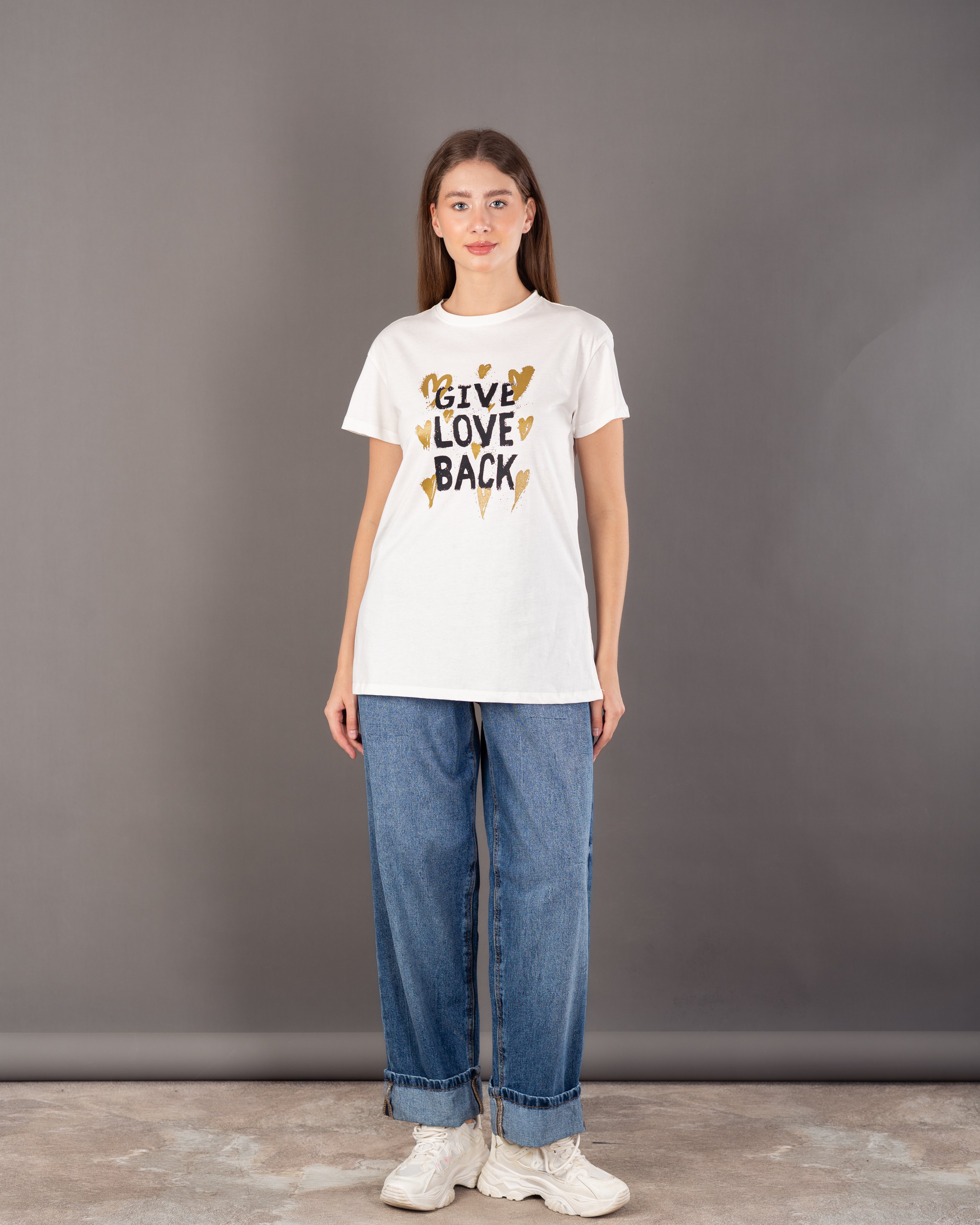 Golden Heart Print T-Shirt