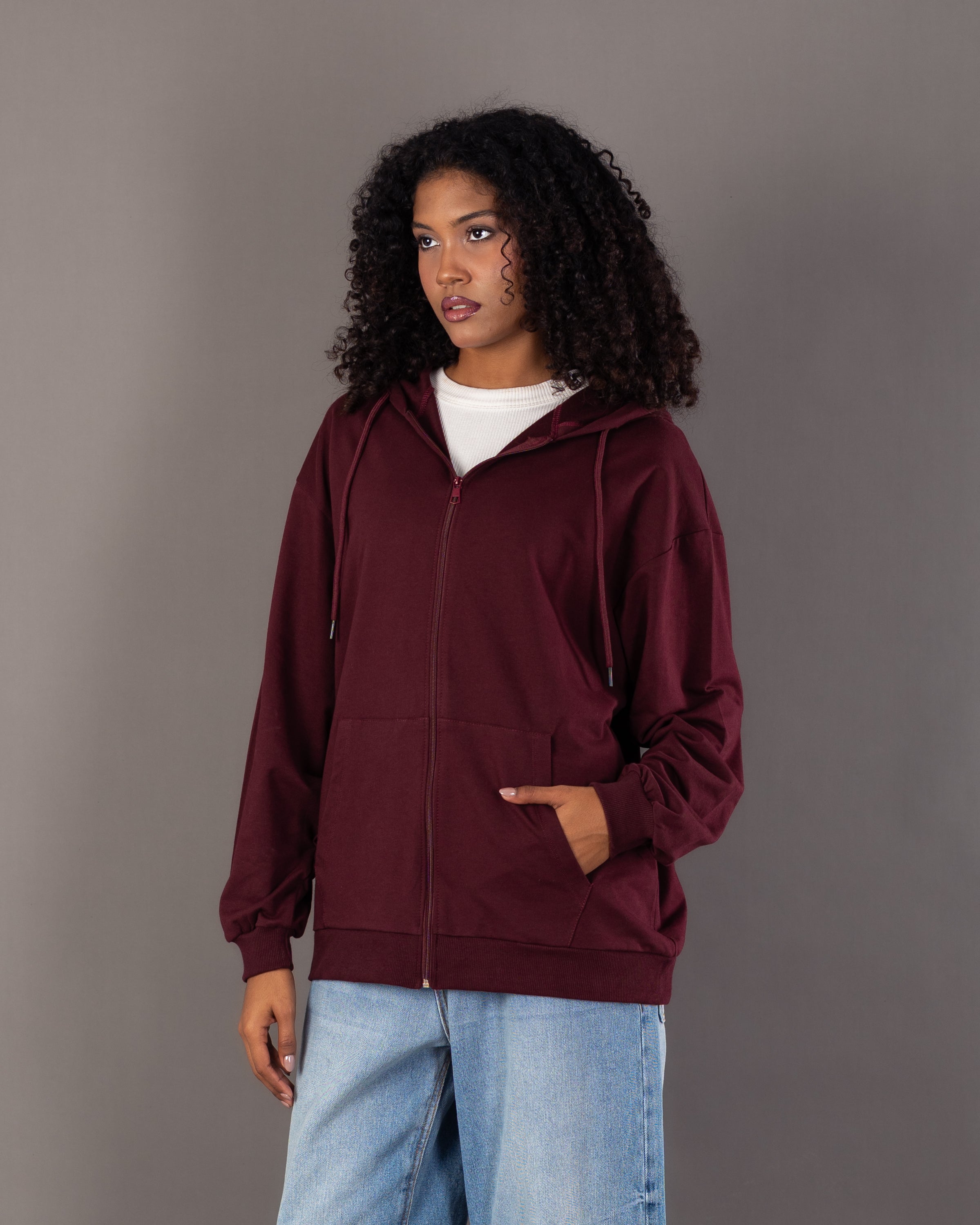 Plain Zip Up - Sweatshirt