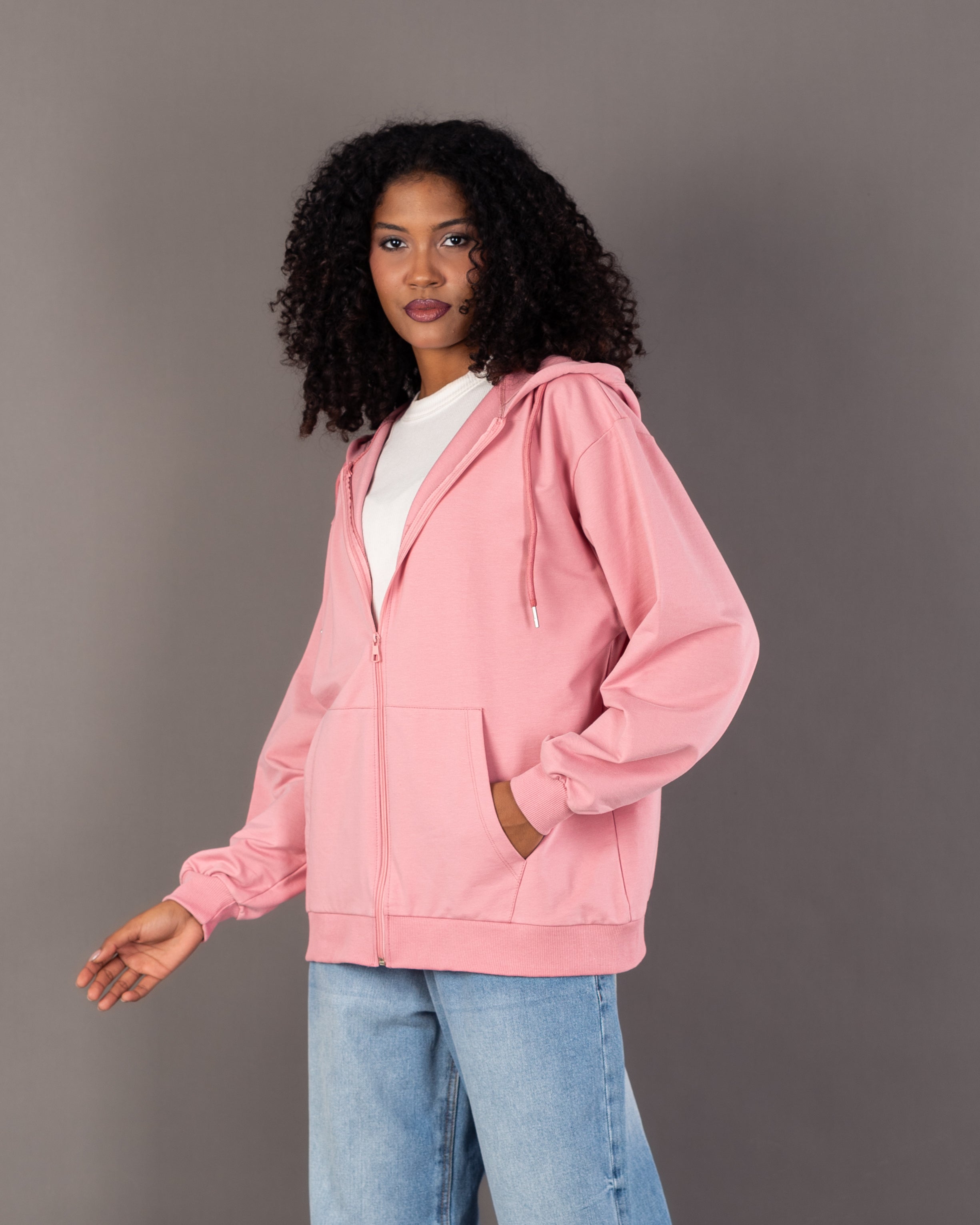 Plain Zip Up - Sweatshirt