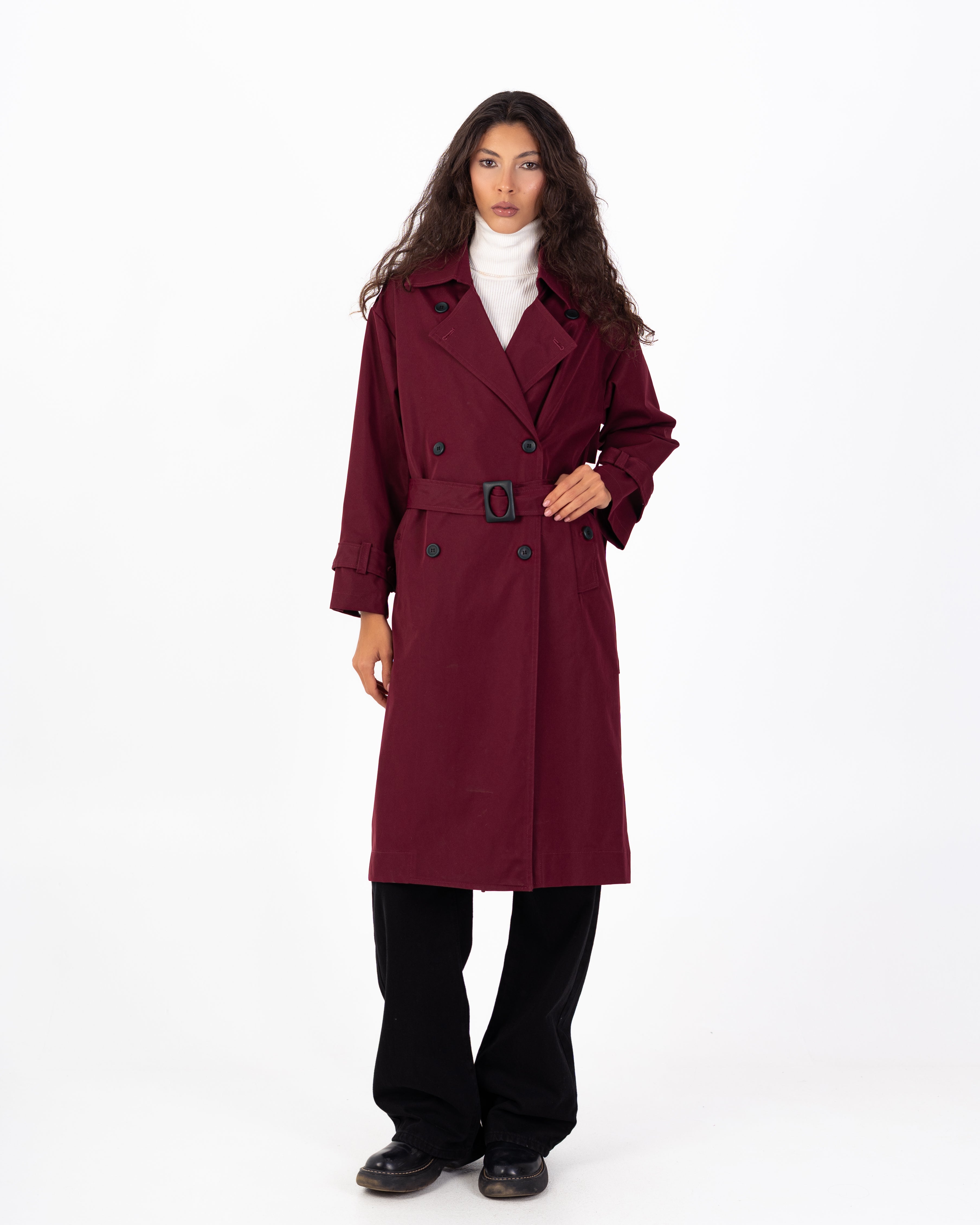 معطف ترنش من الجبردين – طويل مع حزام