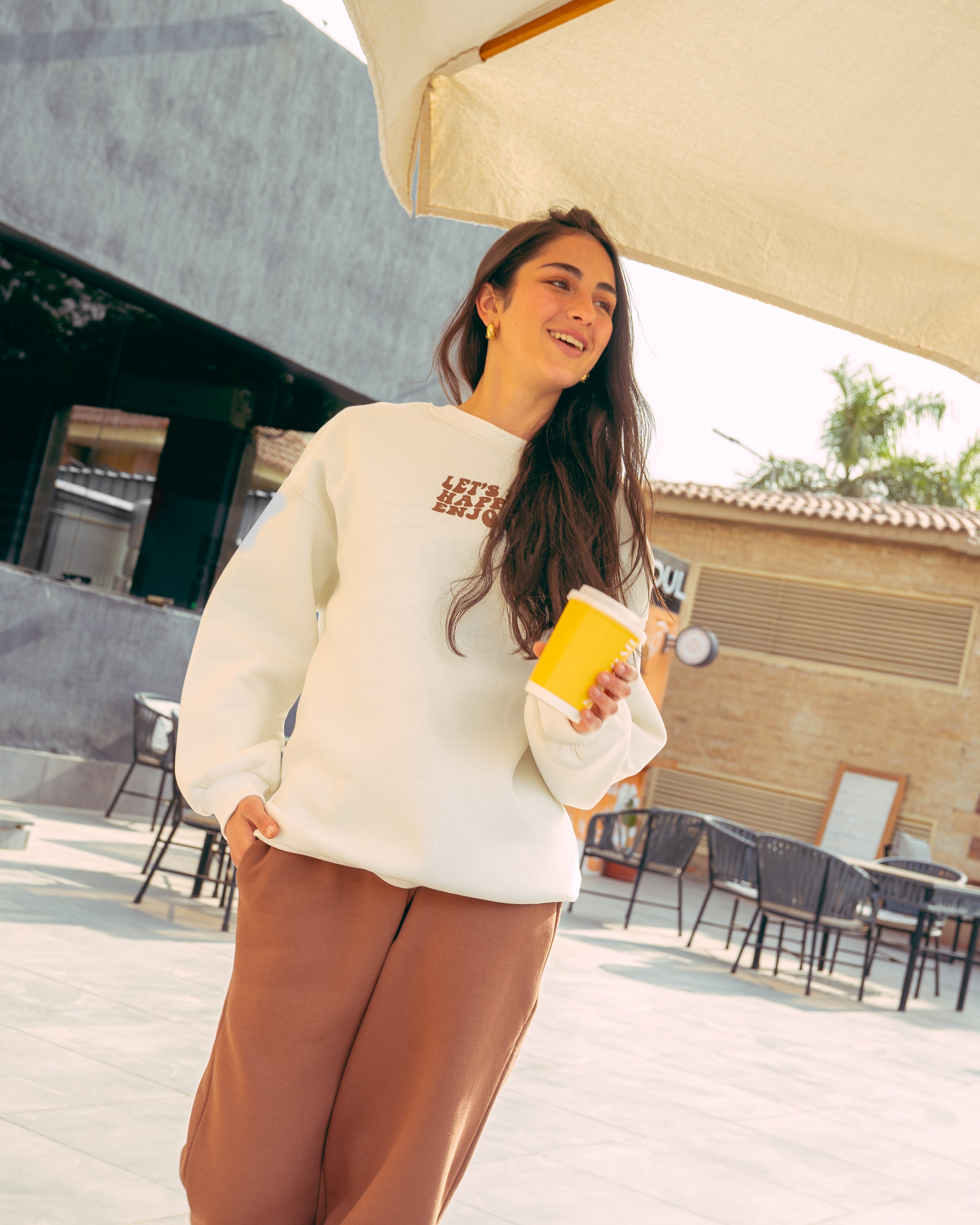 سويت شيرت مطبوع كبير الحجم - برقبة دائرية