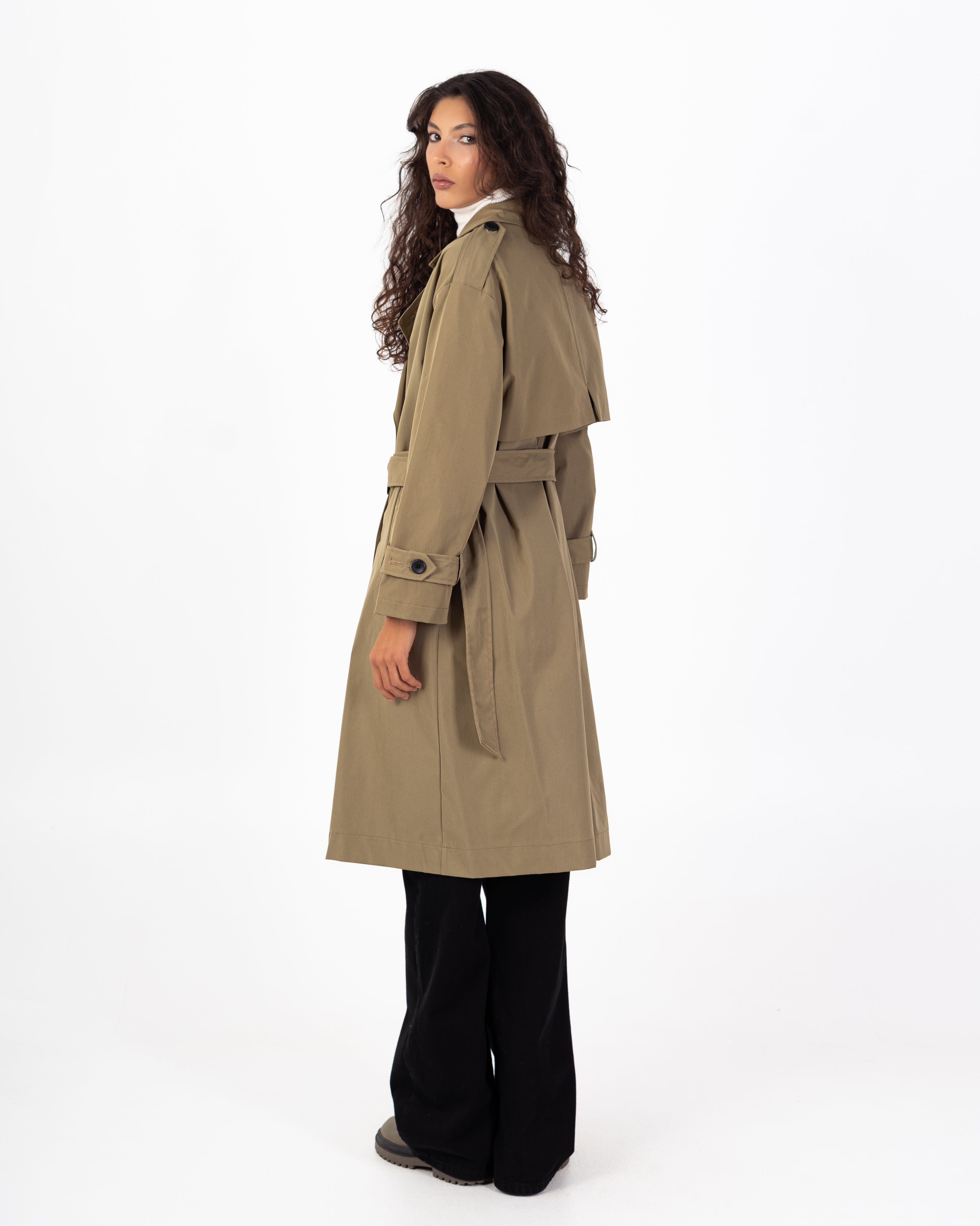 معطف ترنش من الجبردين – طويل مع حزام