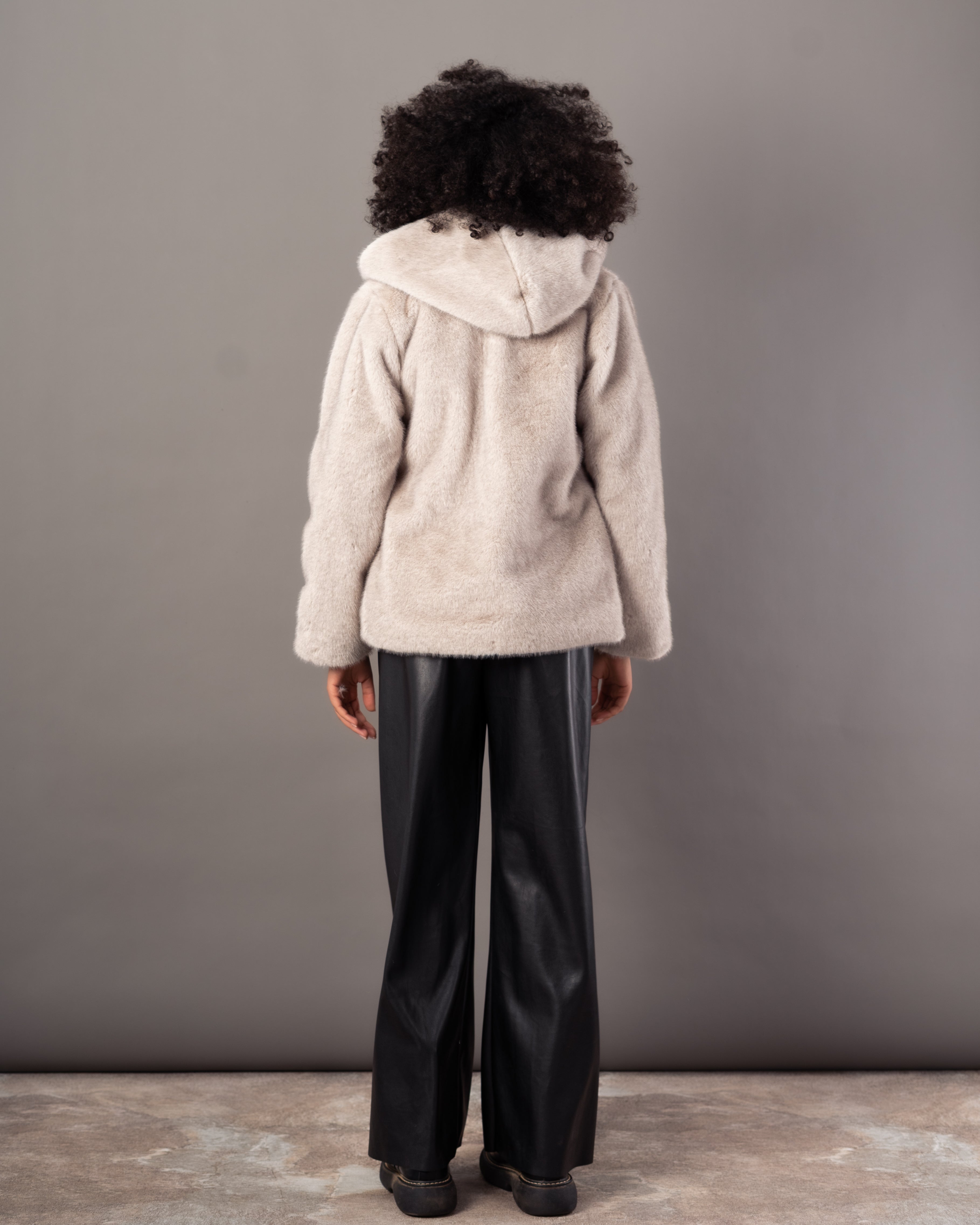 Plain Fur Jacket – Hooded Zipper (Soft Fur)