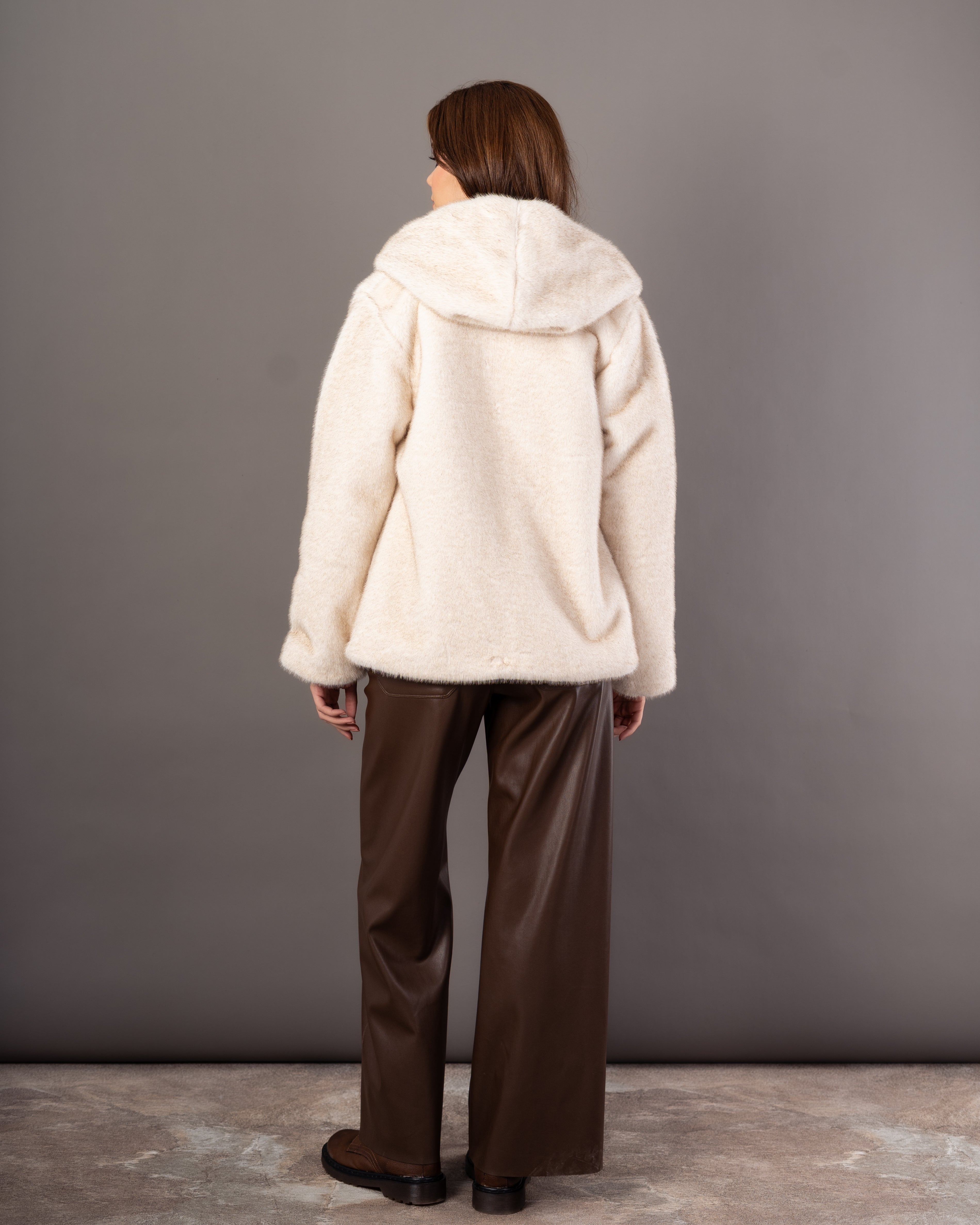 Plain Fur Jacket – Hooded Zipper (Soft Fur)