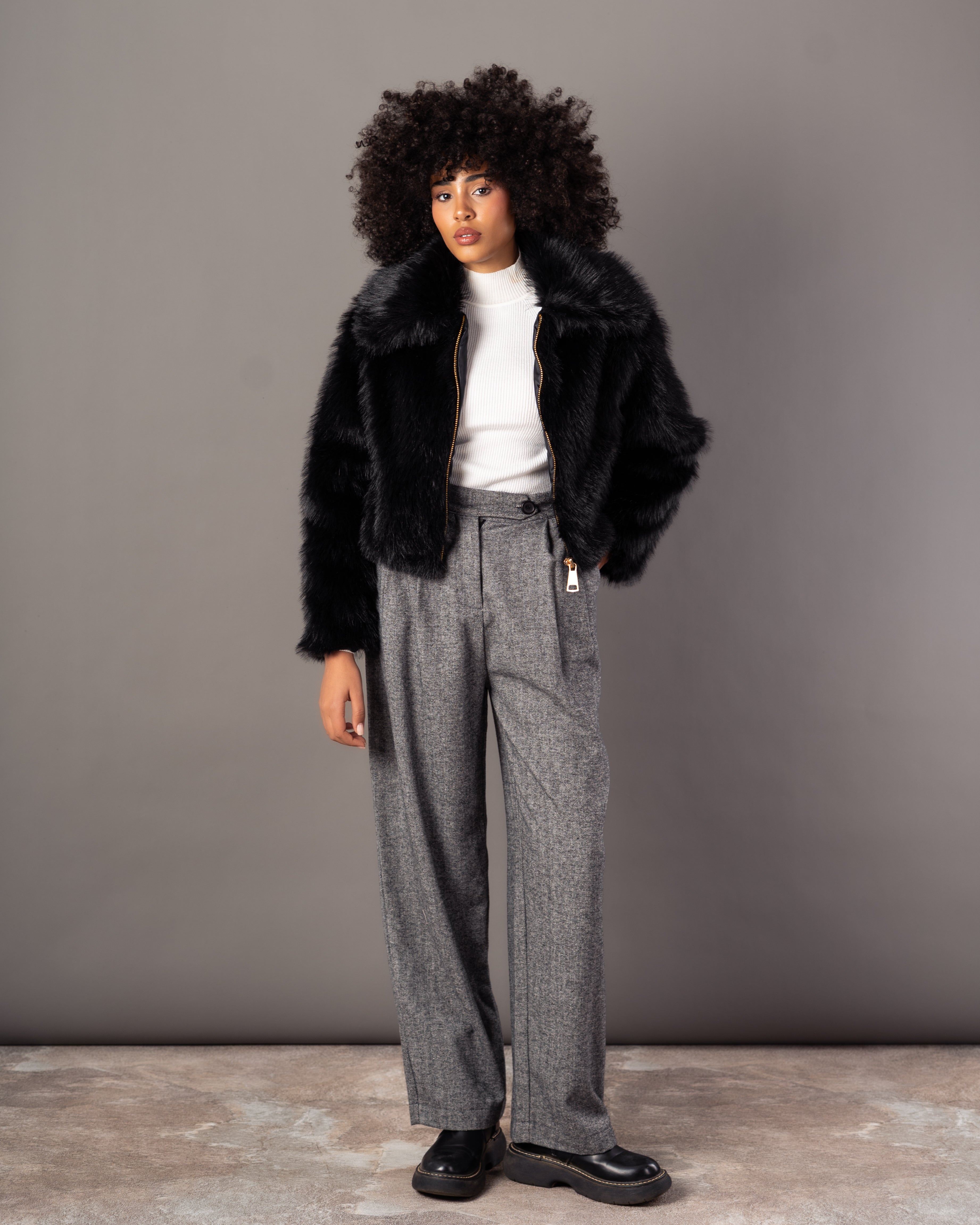Fur Jacket – Plain (Zipper)