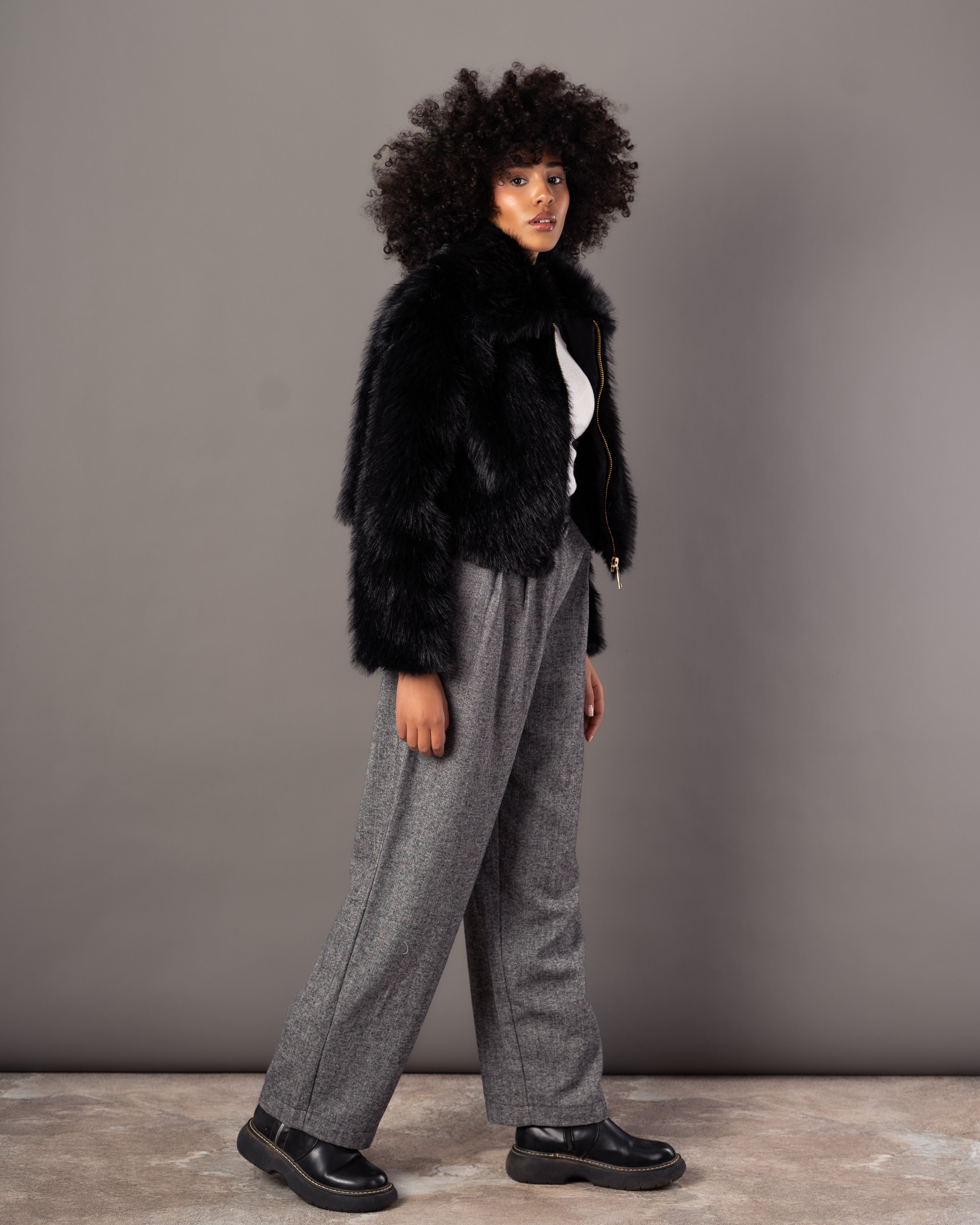 Fur Jacket – Plain (Zipper)