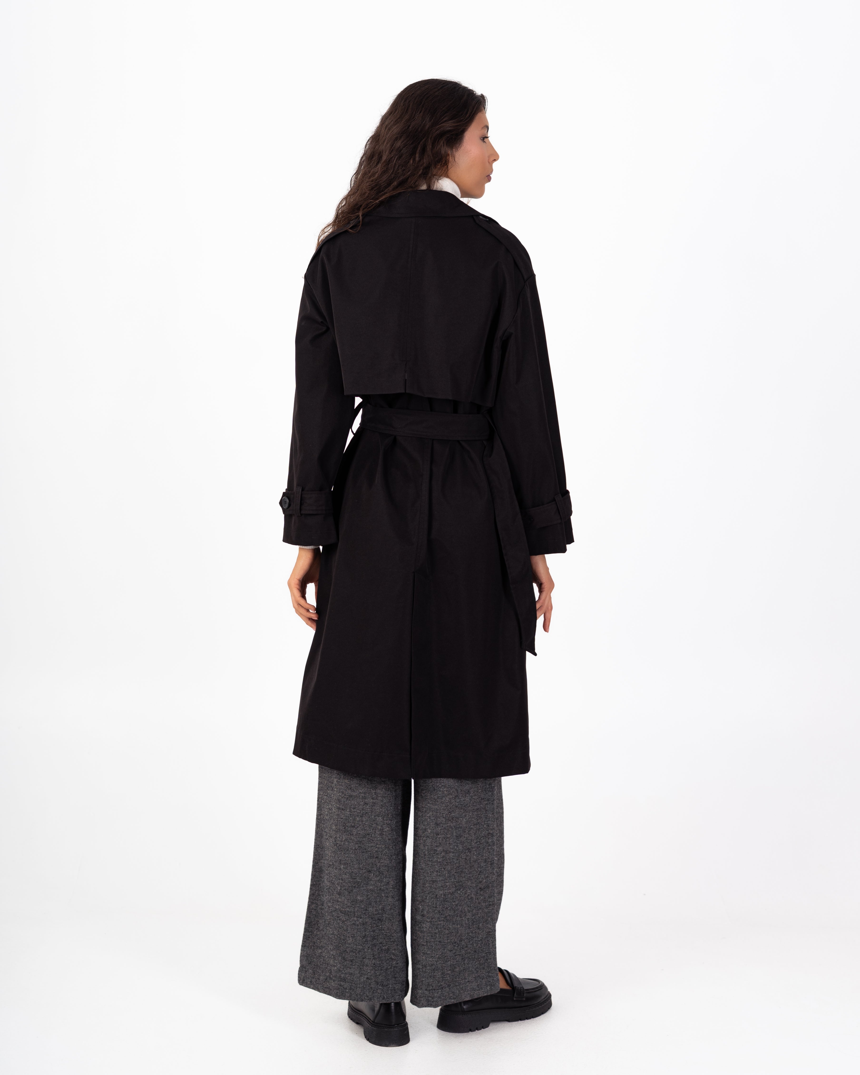 معطف ترنش من الجبردين – طويل مع حزام