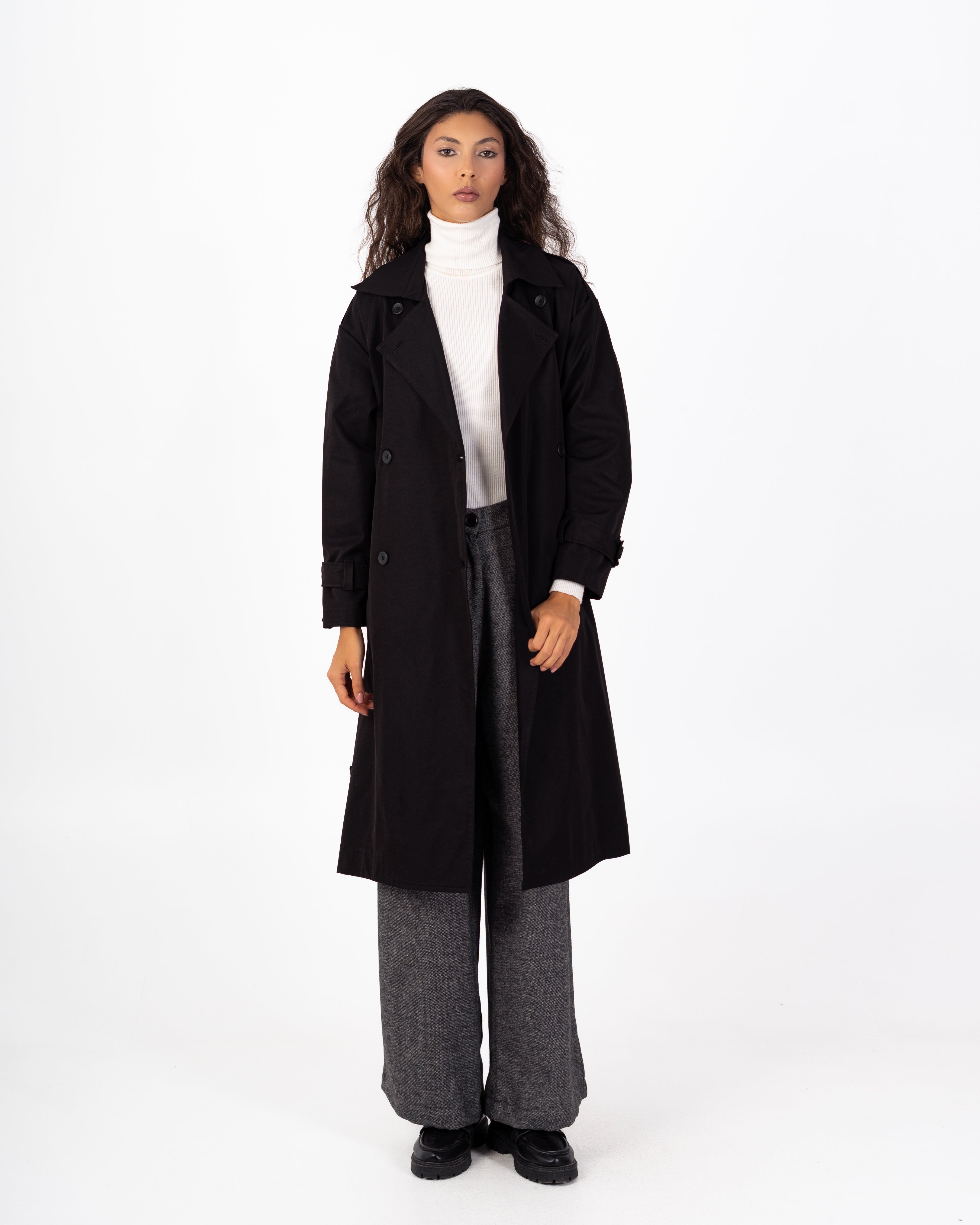 معطف ترنش من الجبردين – طويل مع حزام