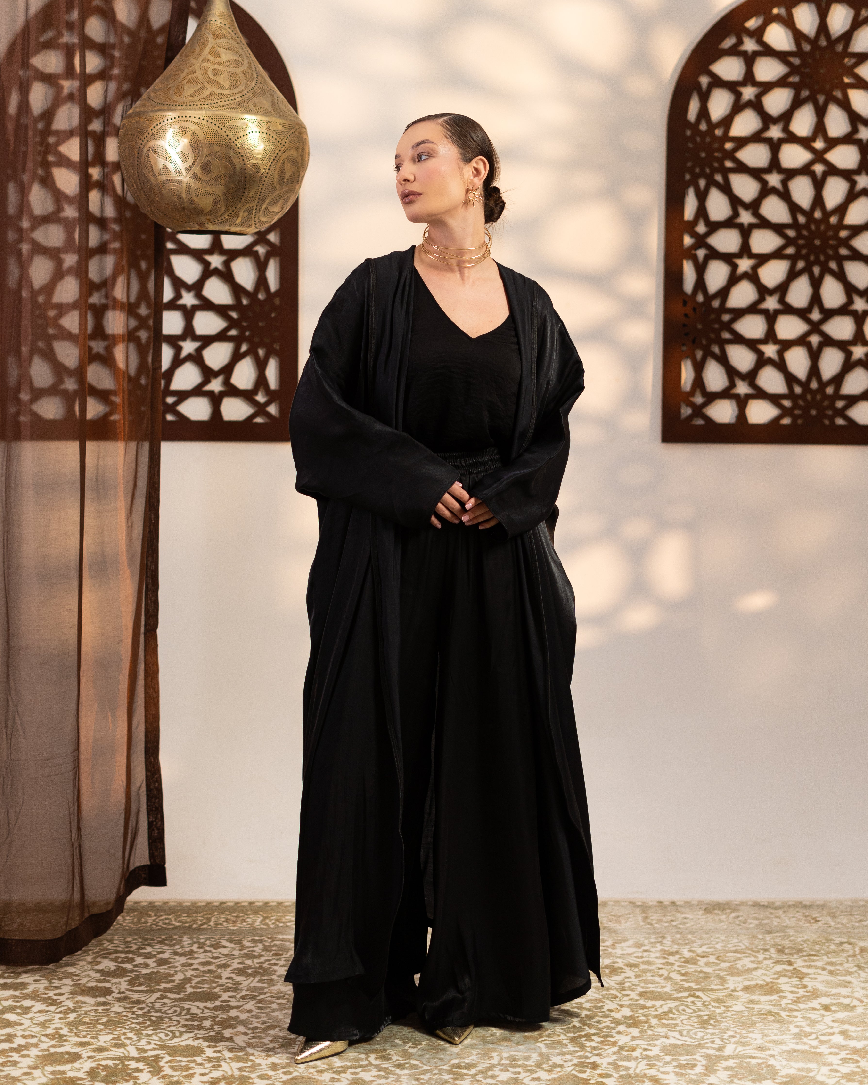 Satin Caftan - Plain (Hooded)