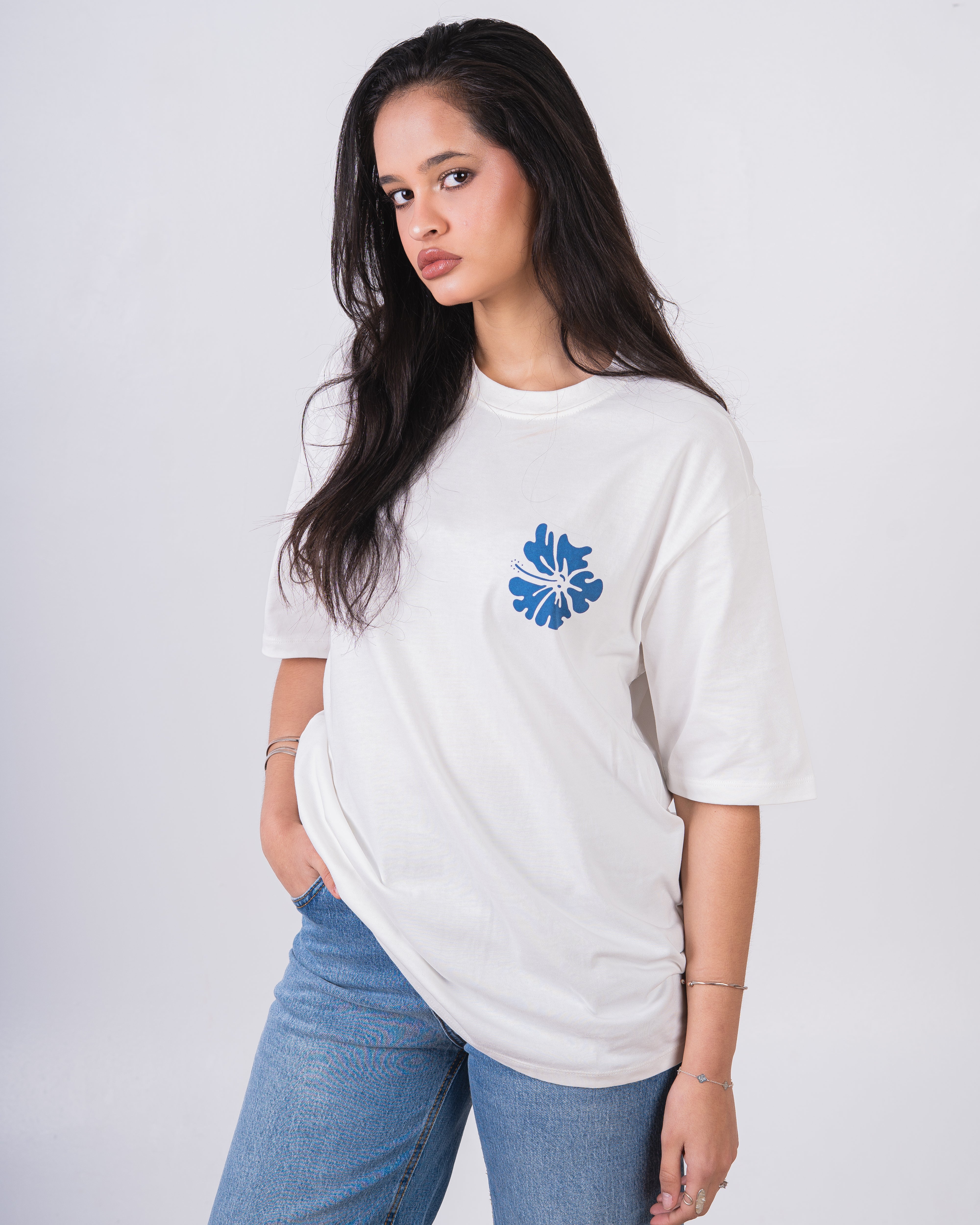 Colored Flower Back Print T-Shirt