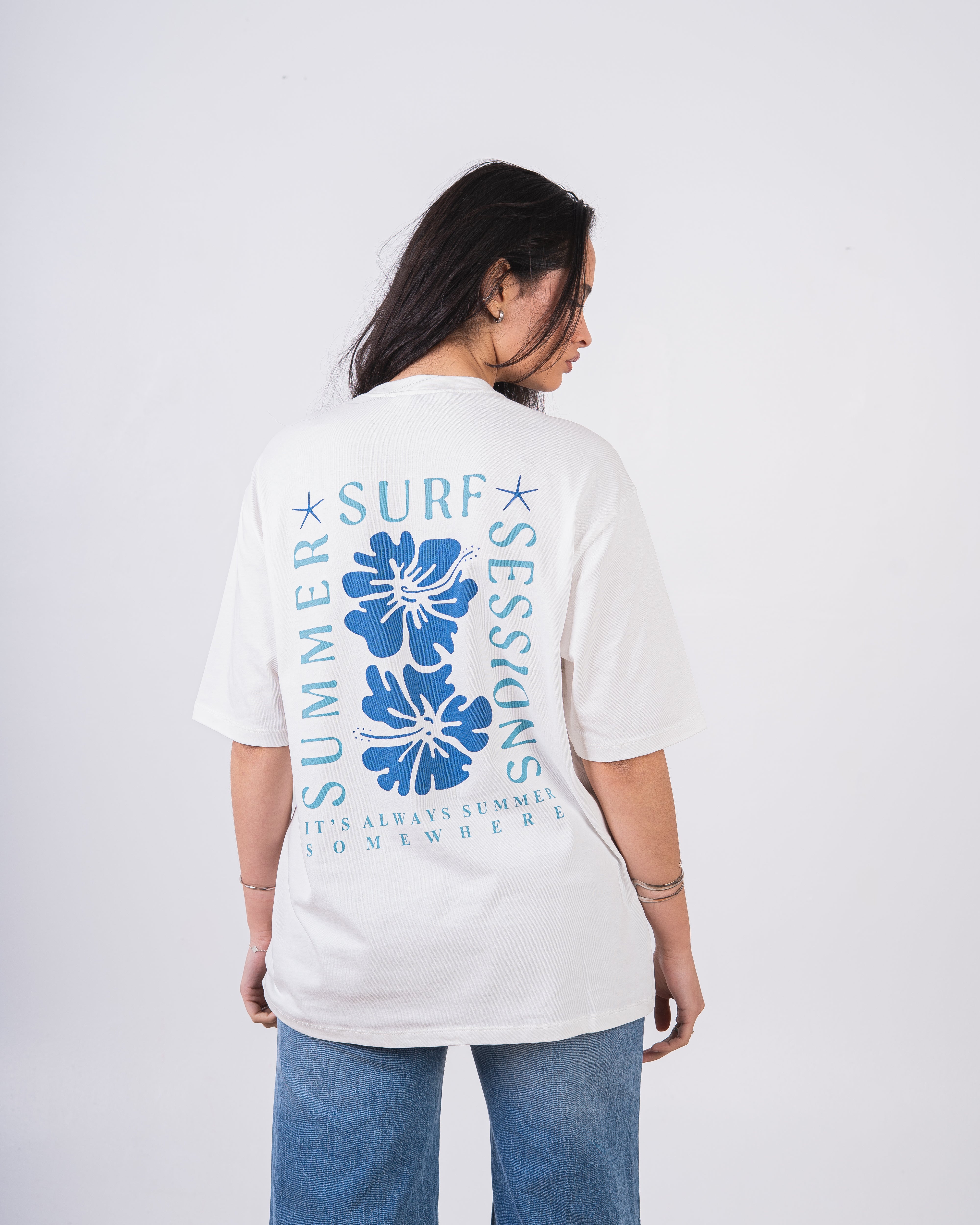 Colored Flower Back Print T-Shirt