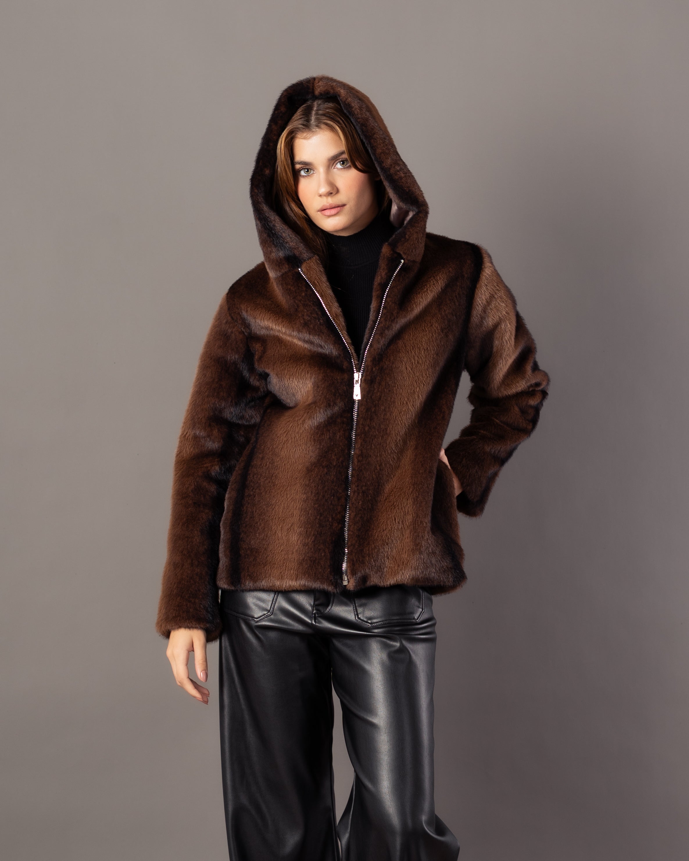 Fur Jacket – Hooded (Zipper, Soft Fur)