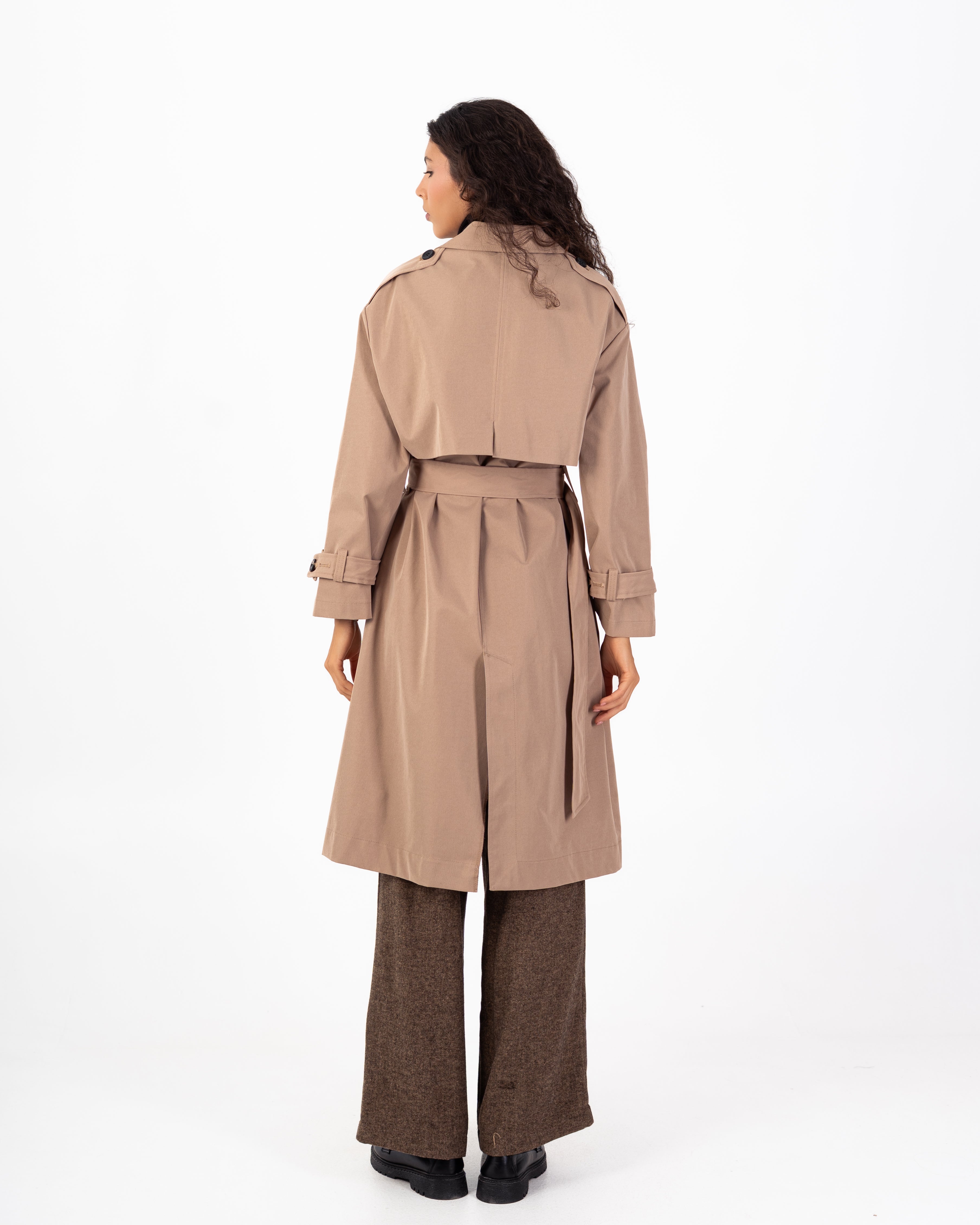 معطف ترنش من الجبردين – طويل مع حزام