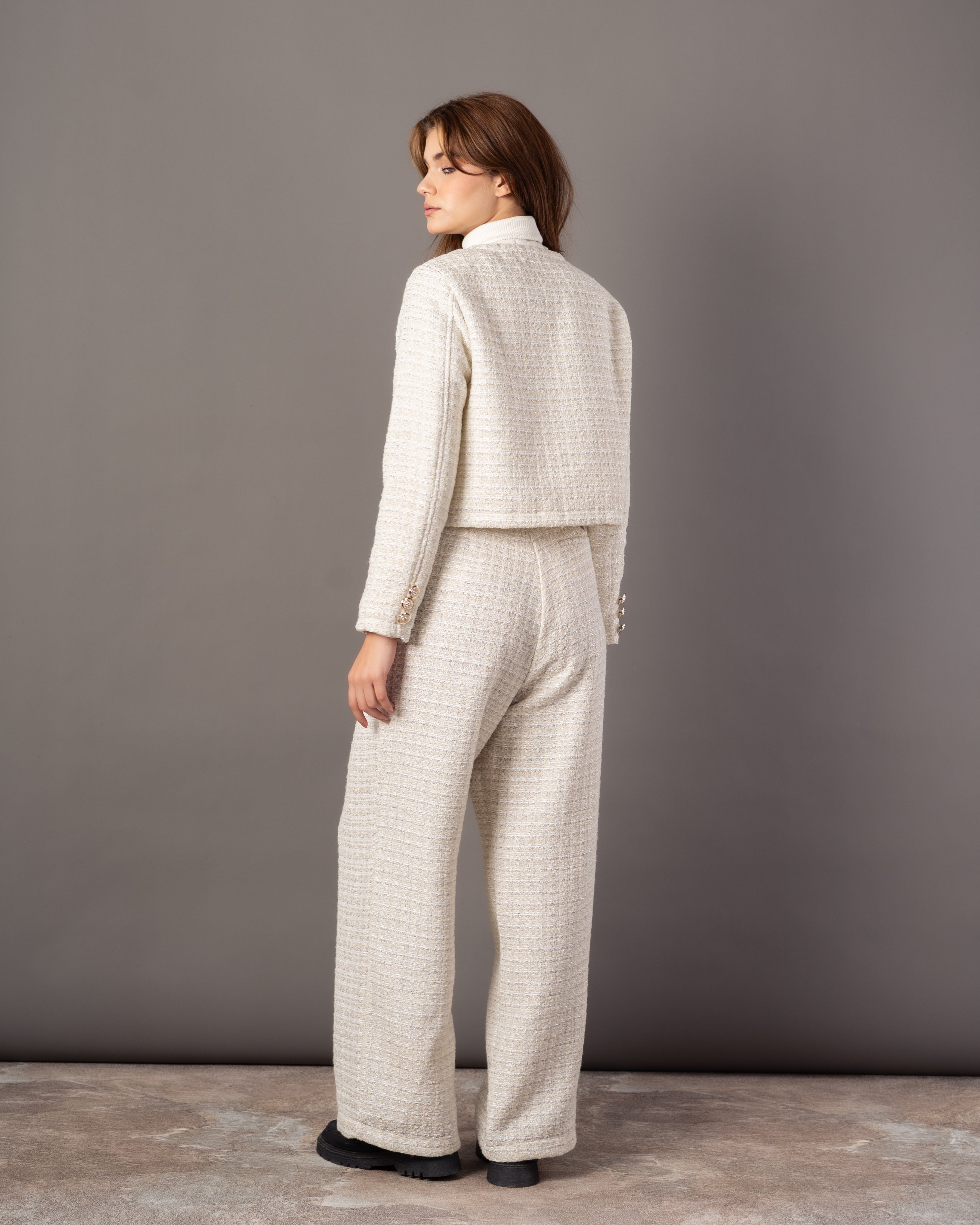 Short Jacket – Statement Buttons (Round Neck)