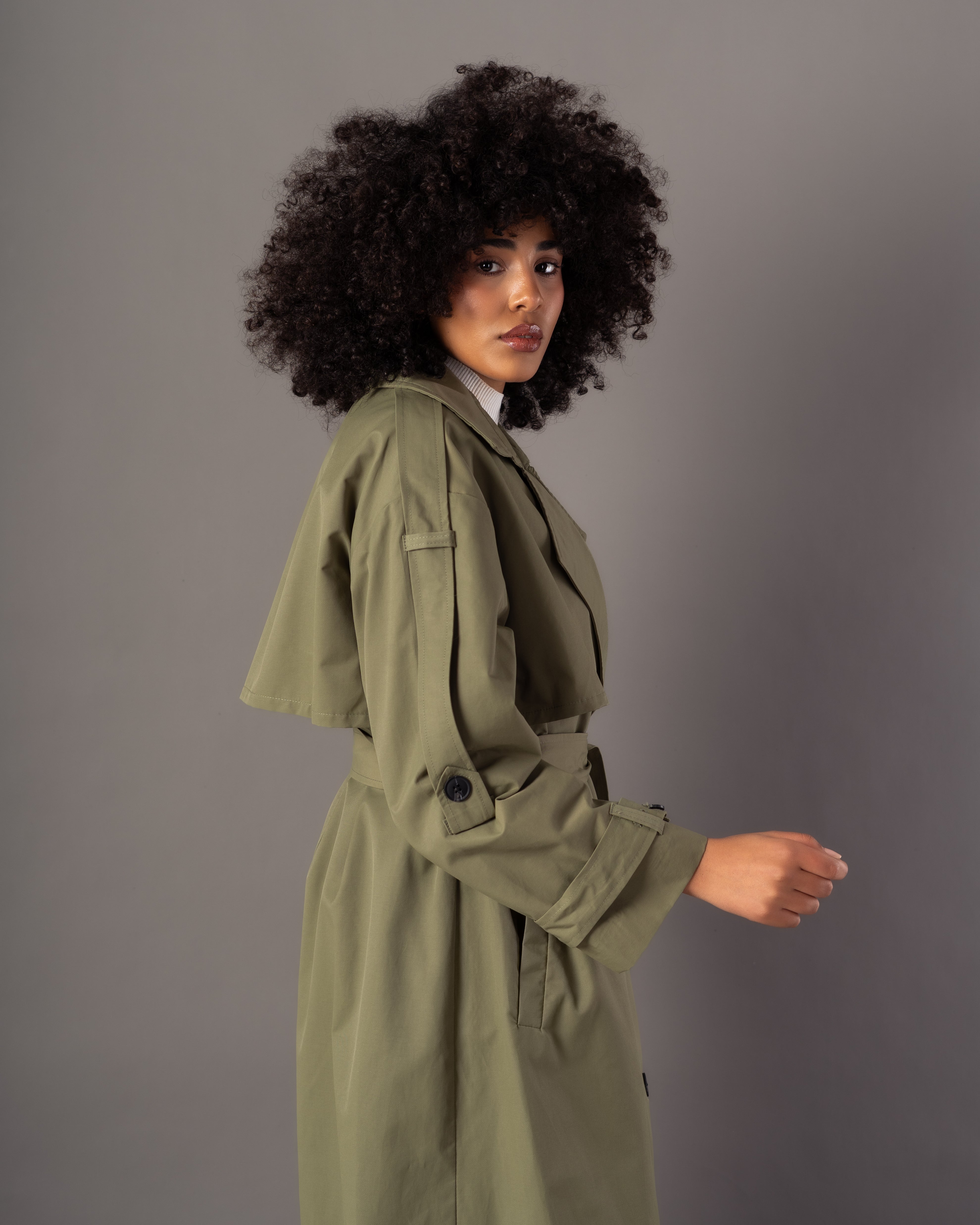 Gabardine Trench Coat – Long Plain (With Belt, Buttons, Colors)