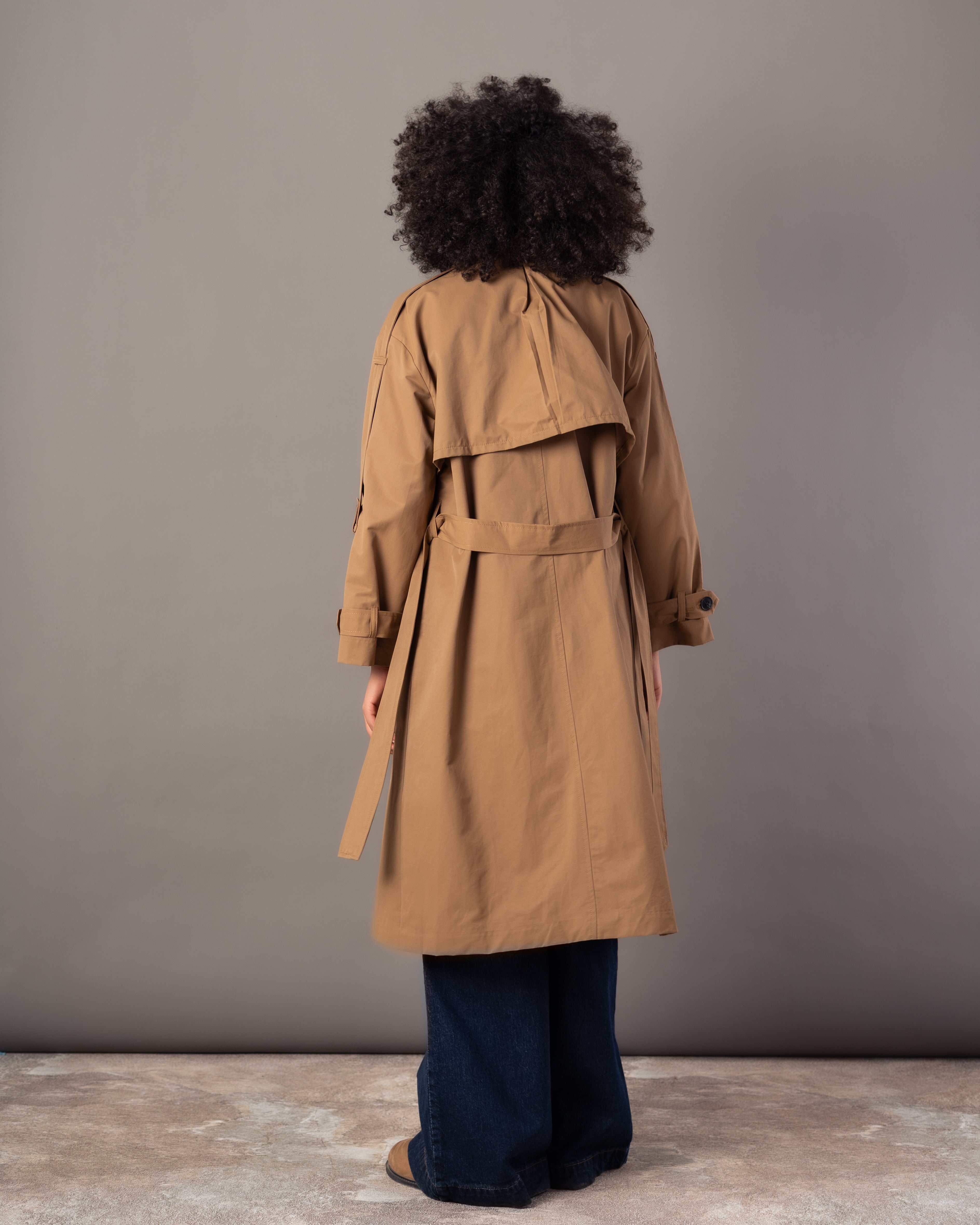 Gabardine Trench Coat – Long Plain (With Belt, Buttons, Colors)