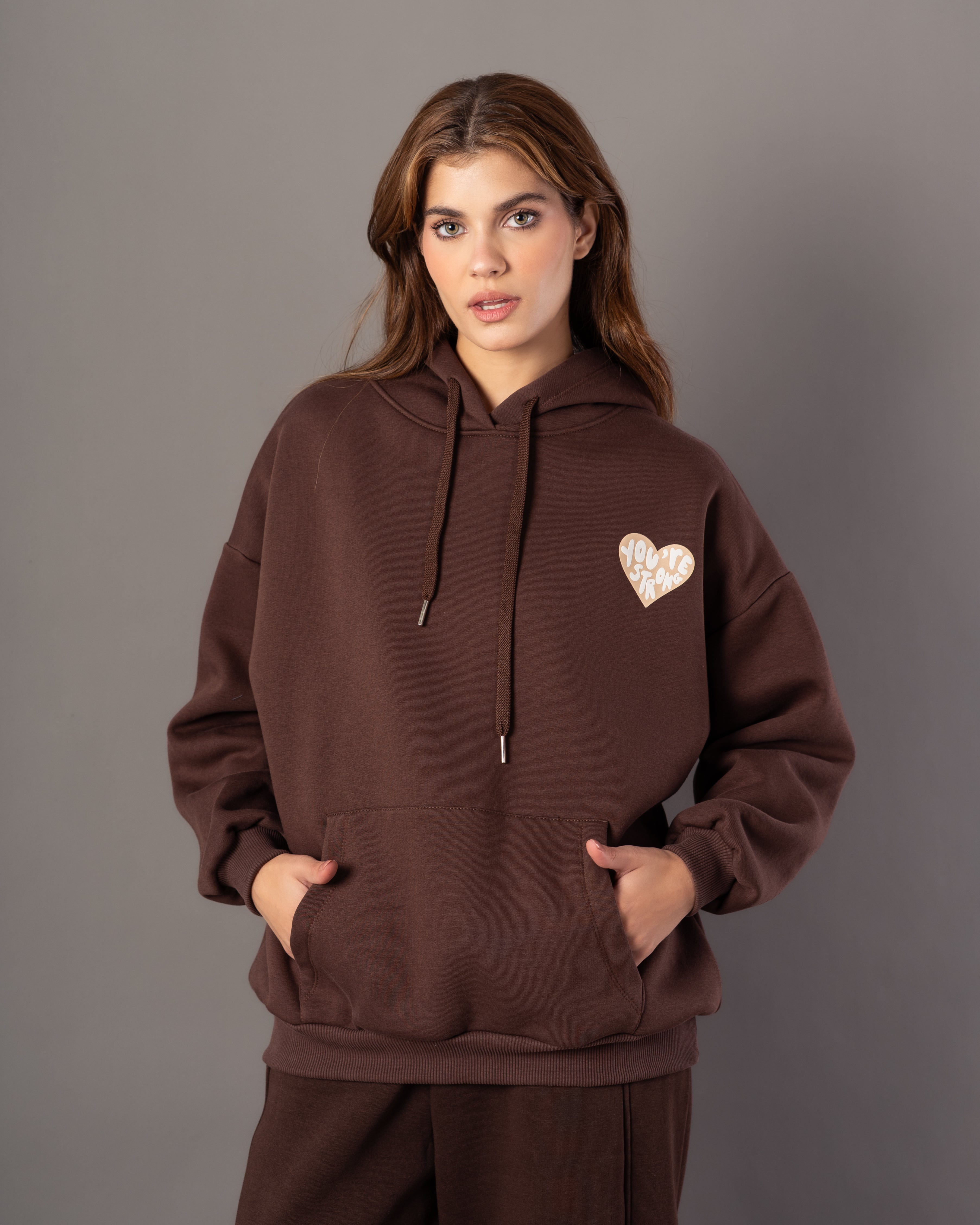Hoodie – Text Print Inside Heart