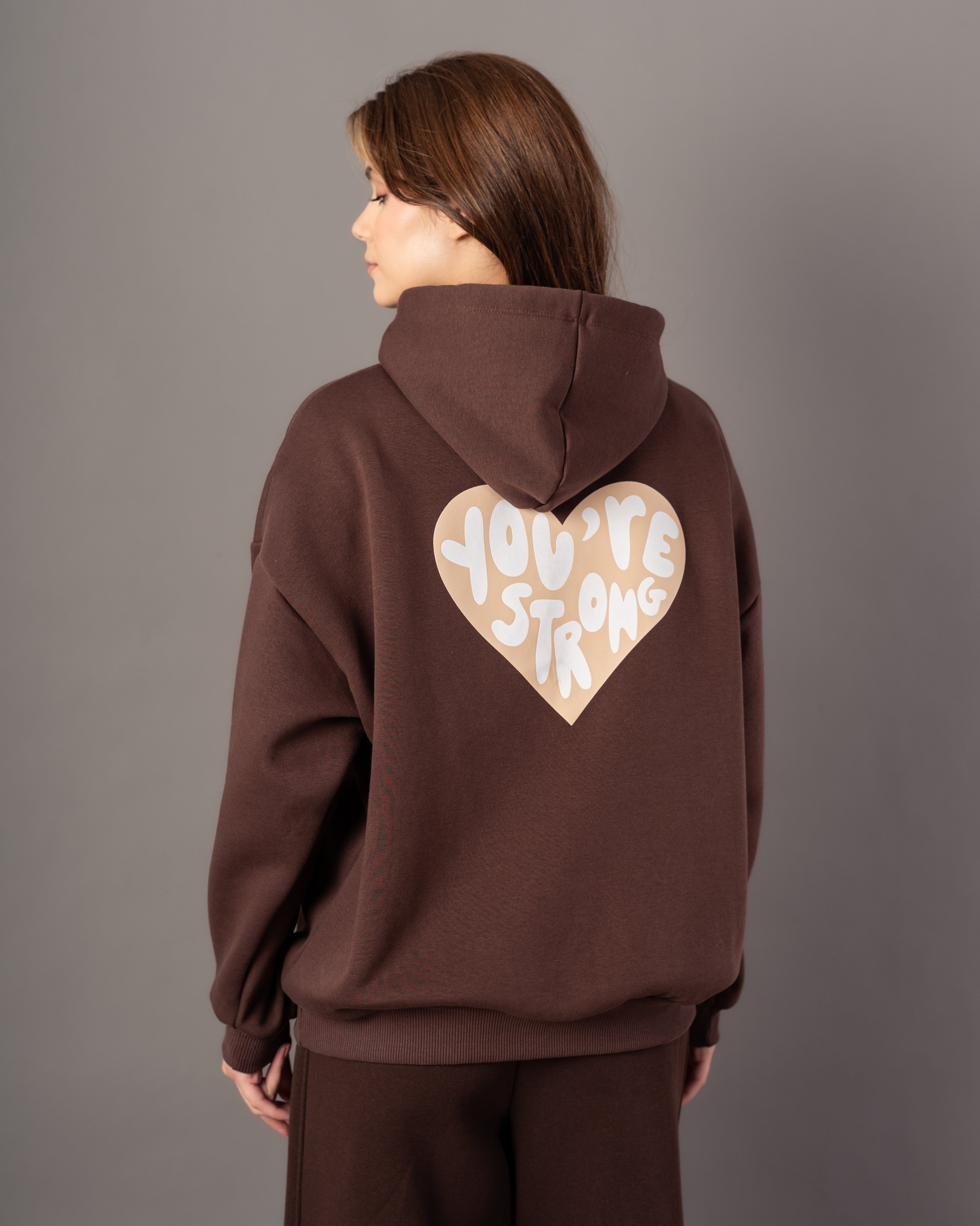 Hoodie – Text Print Inside Heart