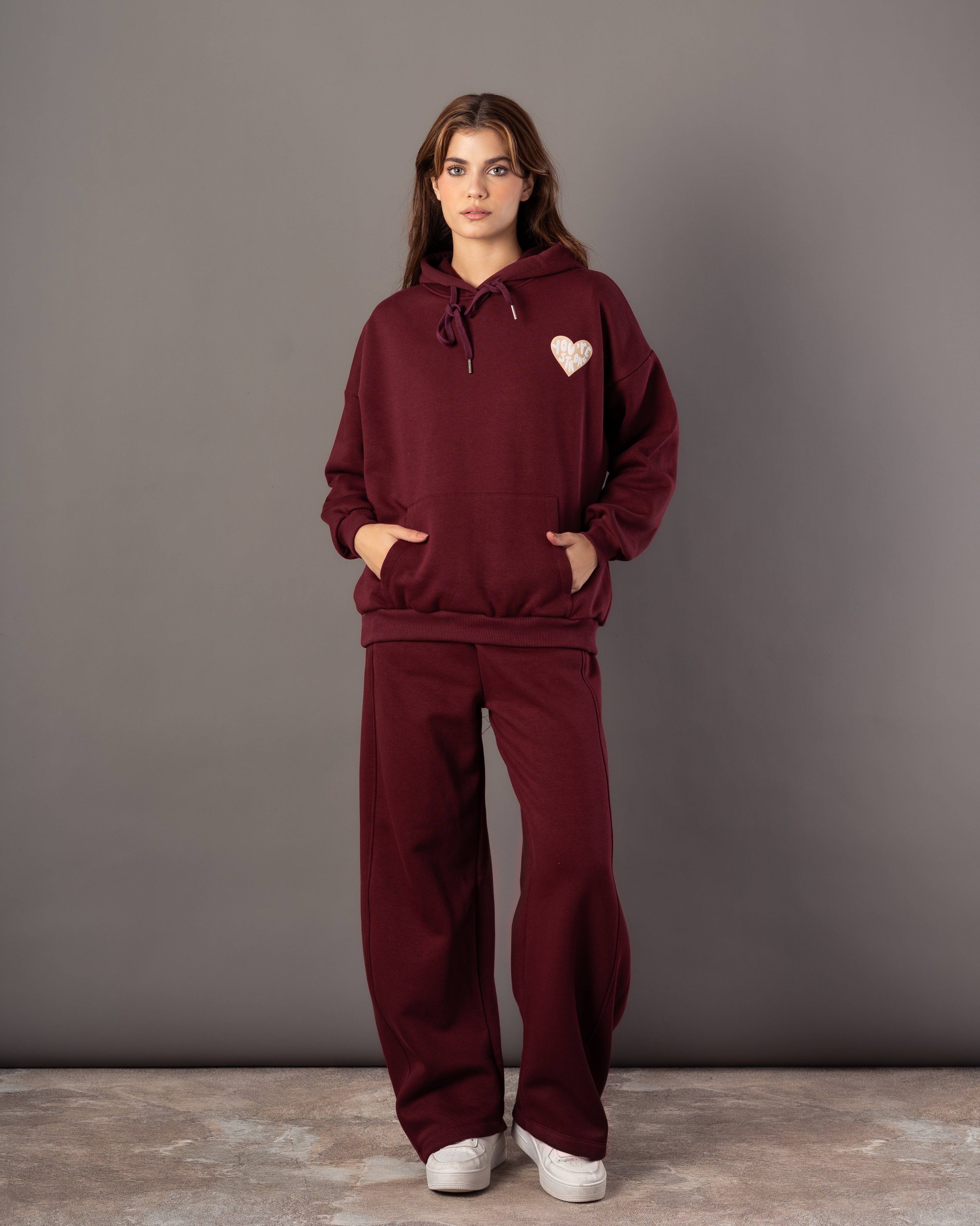 Hoodie – Text Print Inside Heart