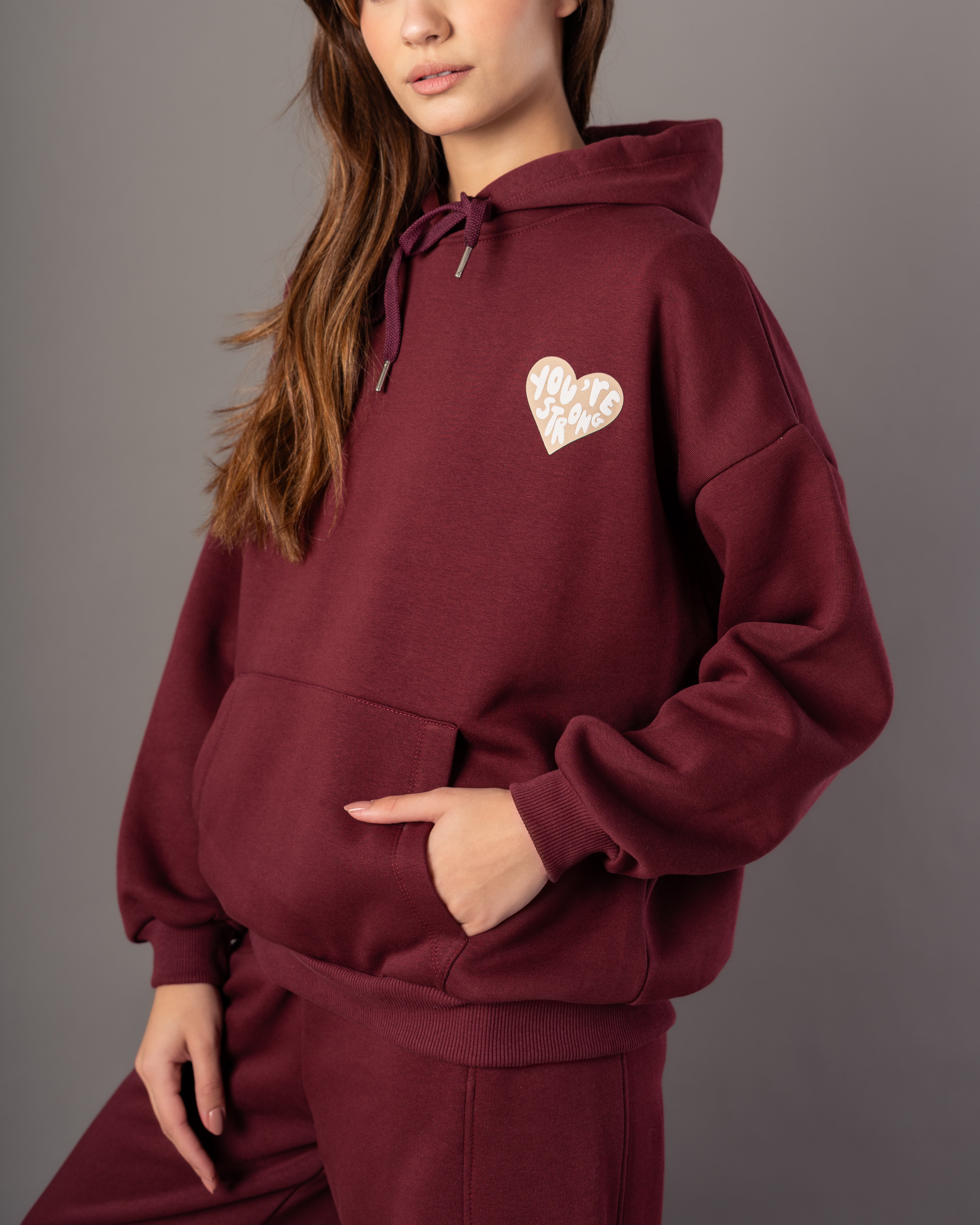 Hoodie – Text Print Inside Heart