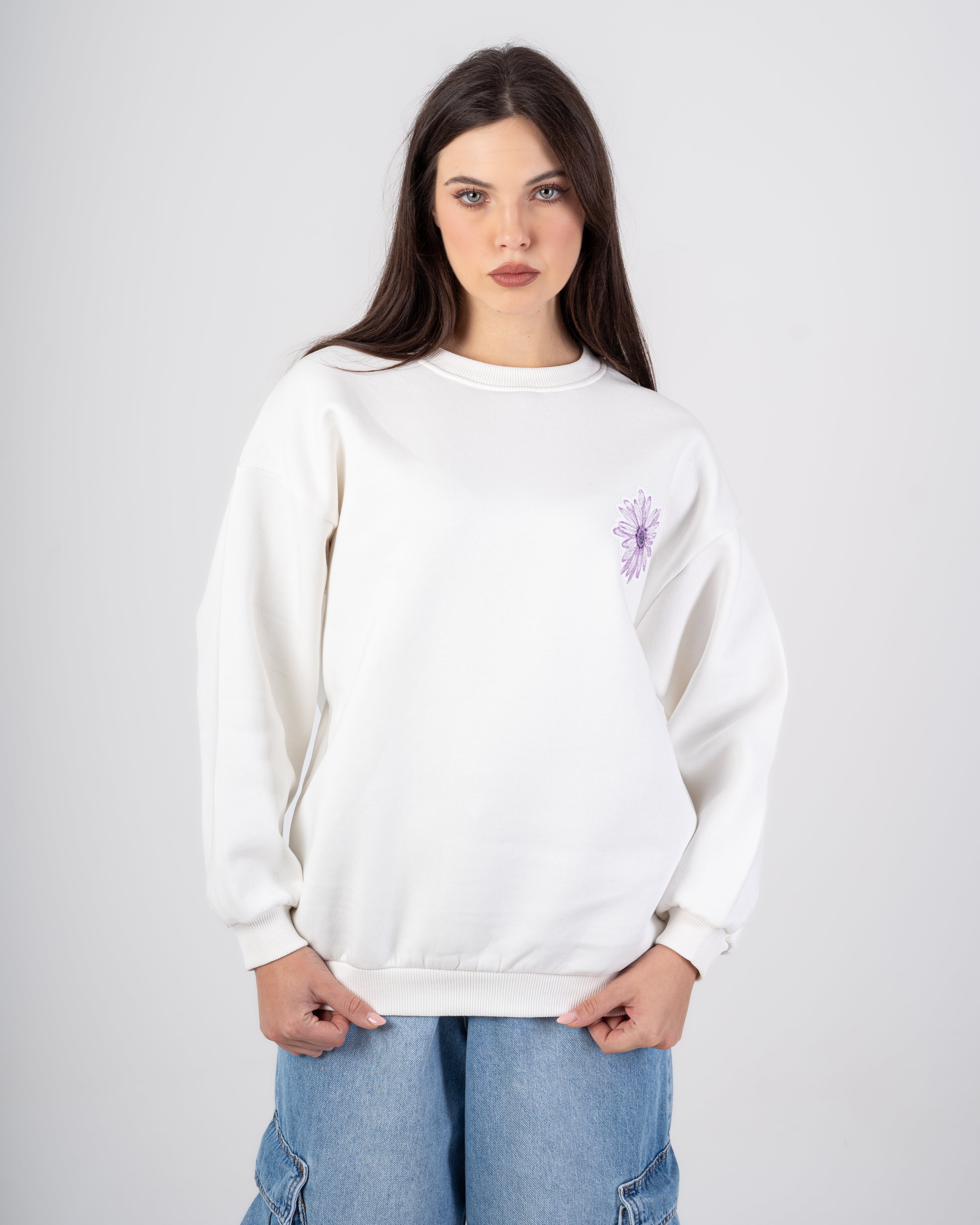 Sweatshirt With - Flower Print