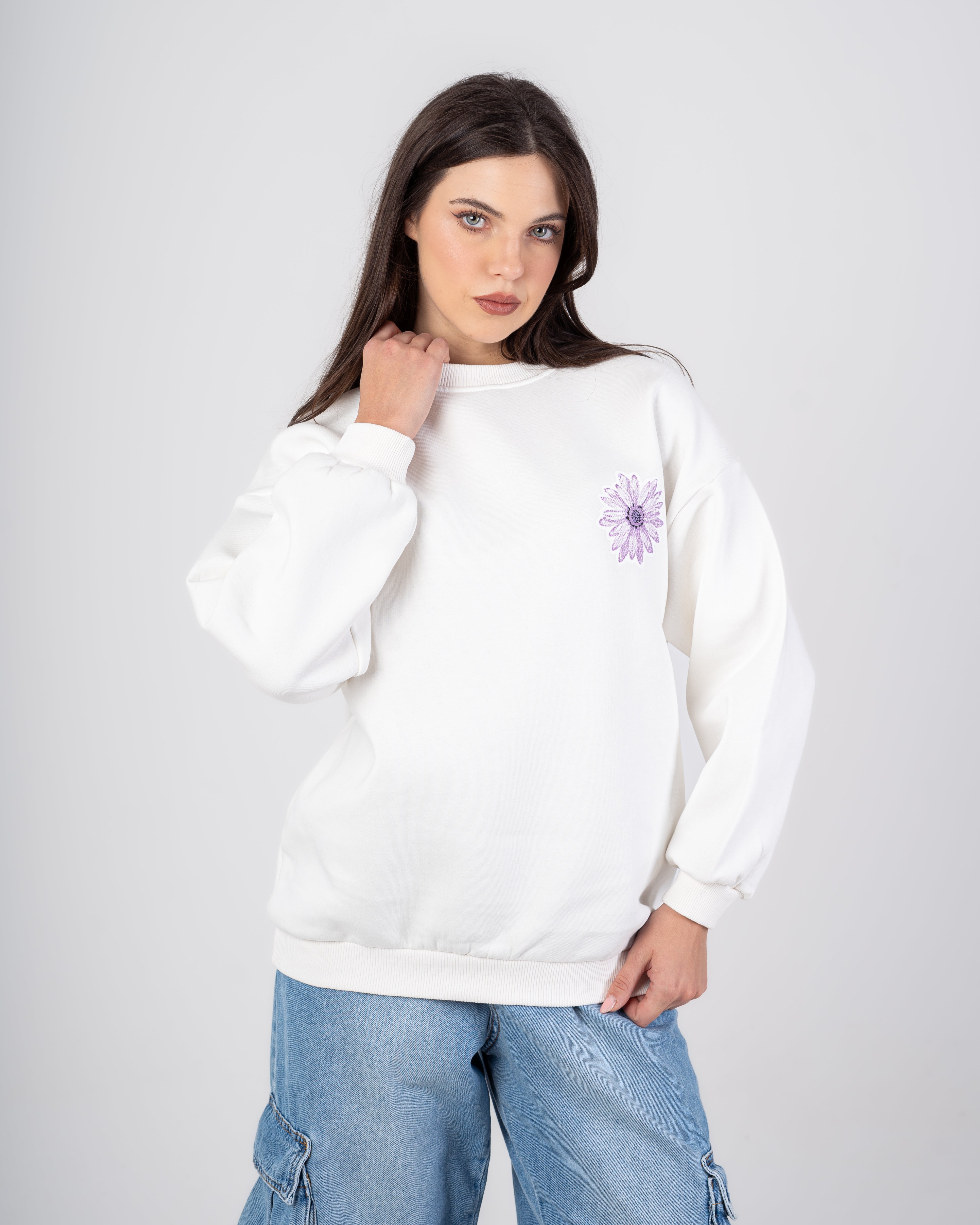 Sweatshirt With - Flower Print