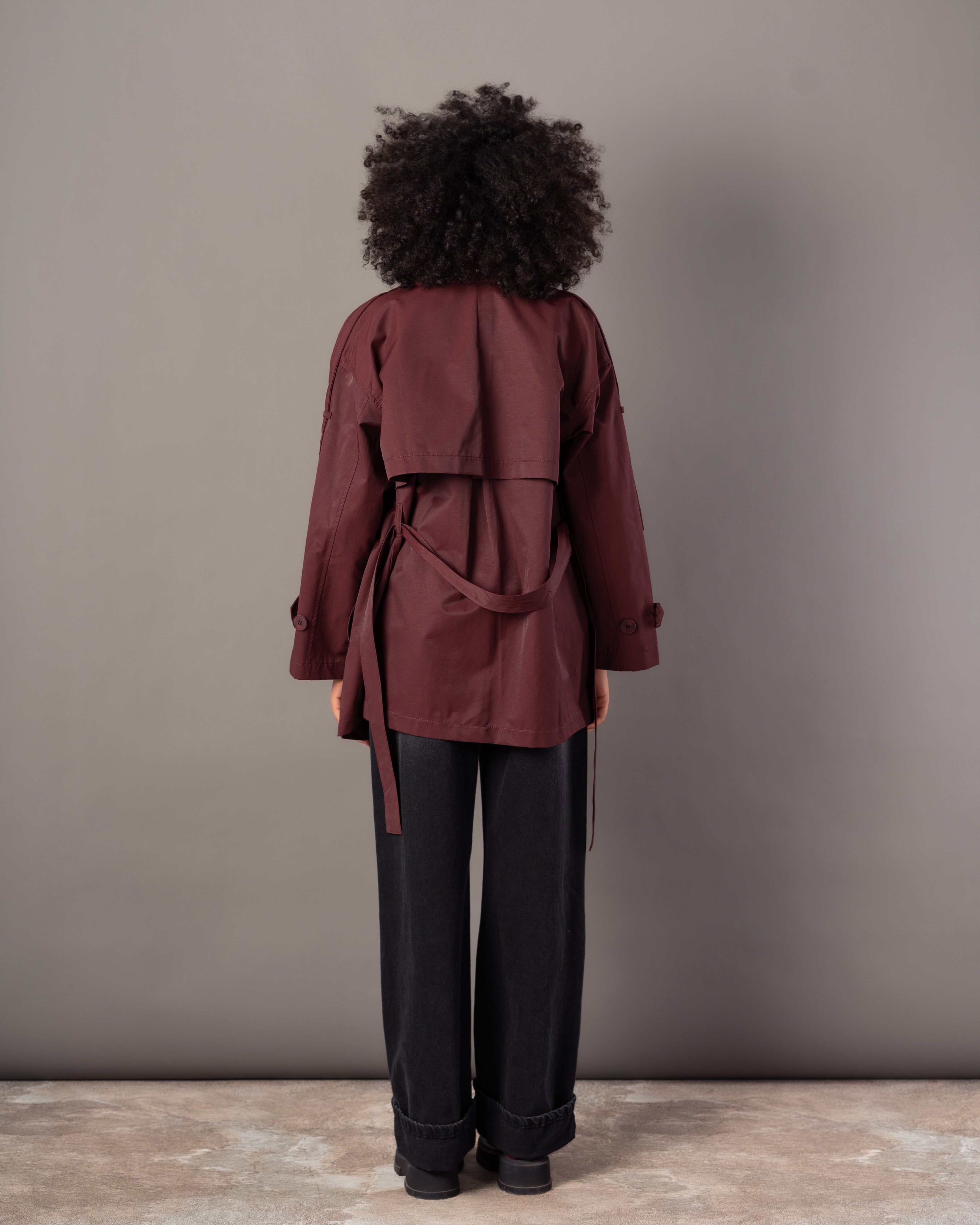 Gabardine Jacket – With Belt (Sleeve Buttons, Chest Detail)
