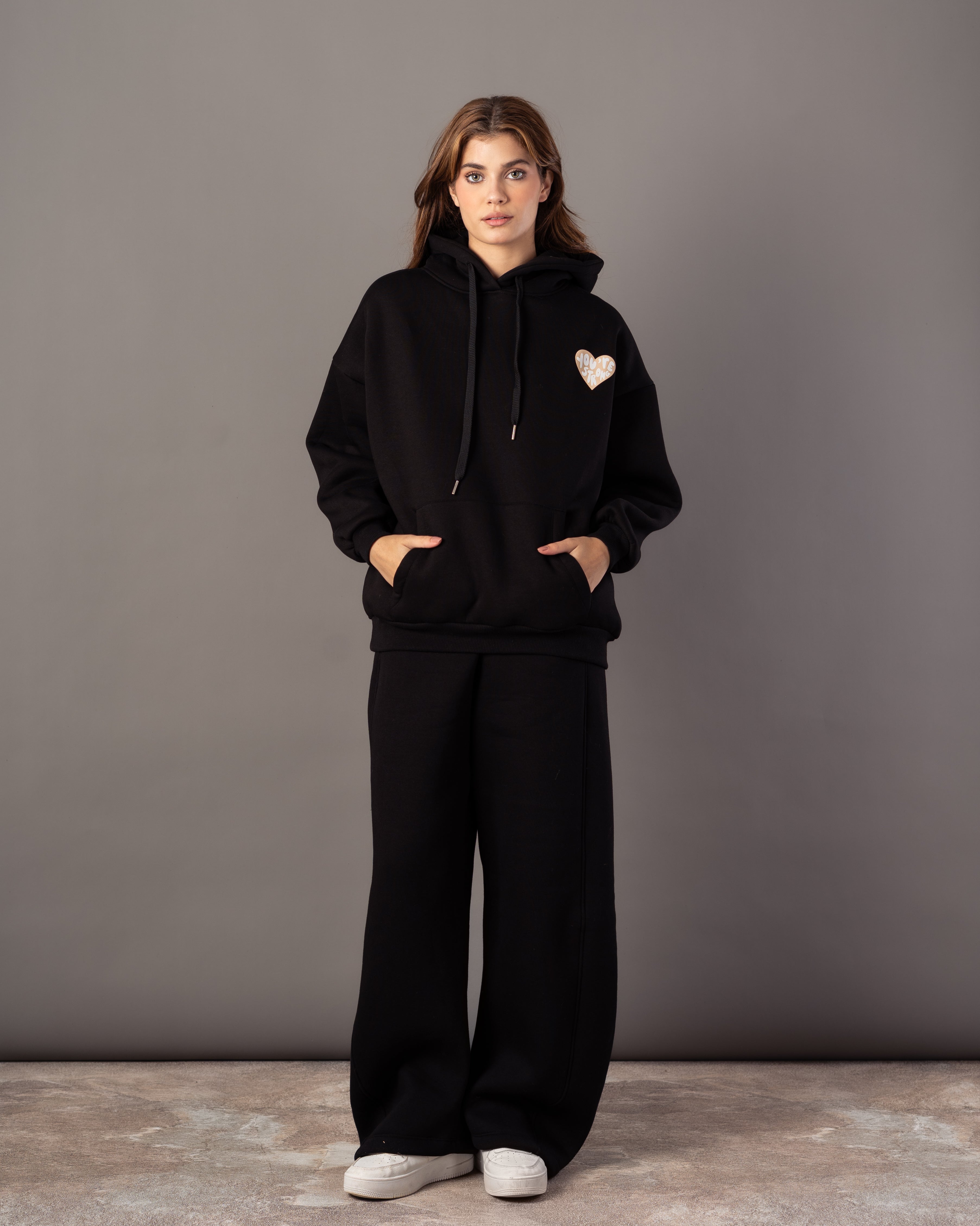 Hoodie – Text Print Inside Heart