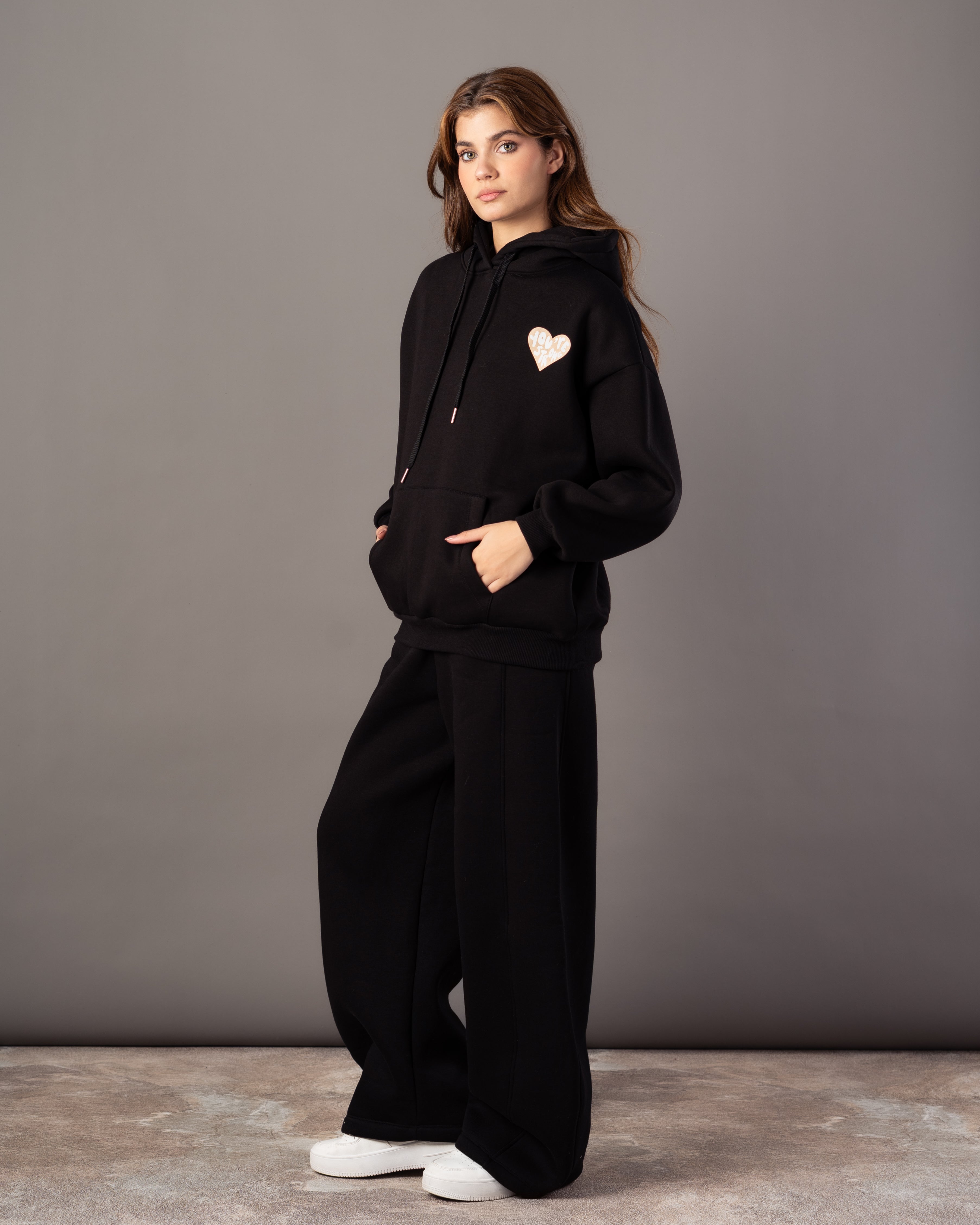 Hoodie – Text Print Inside Heart