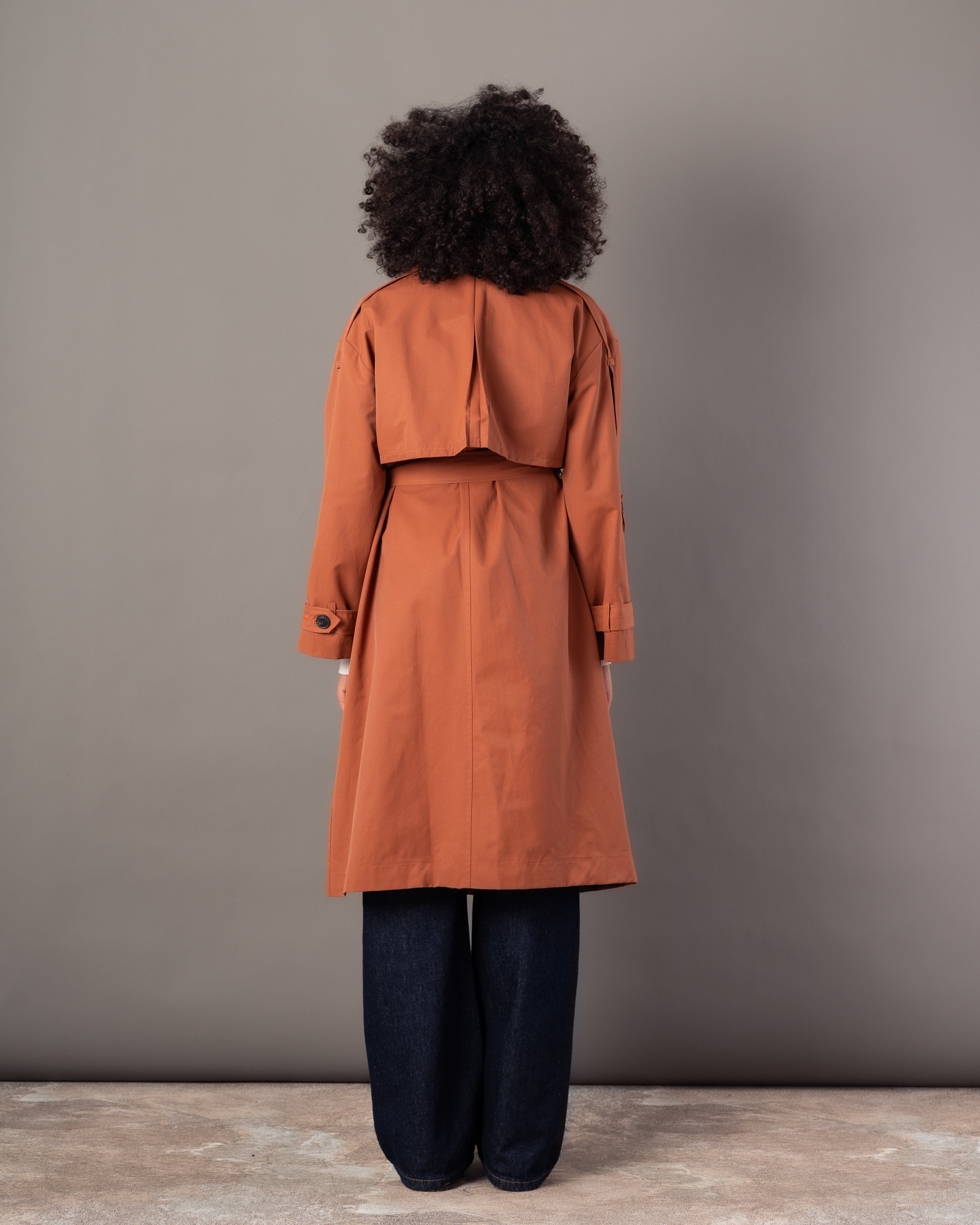 Gabardine Trench Coat – Long Plain (With Belt, Buttons, Colors)