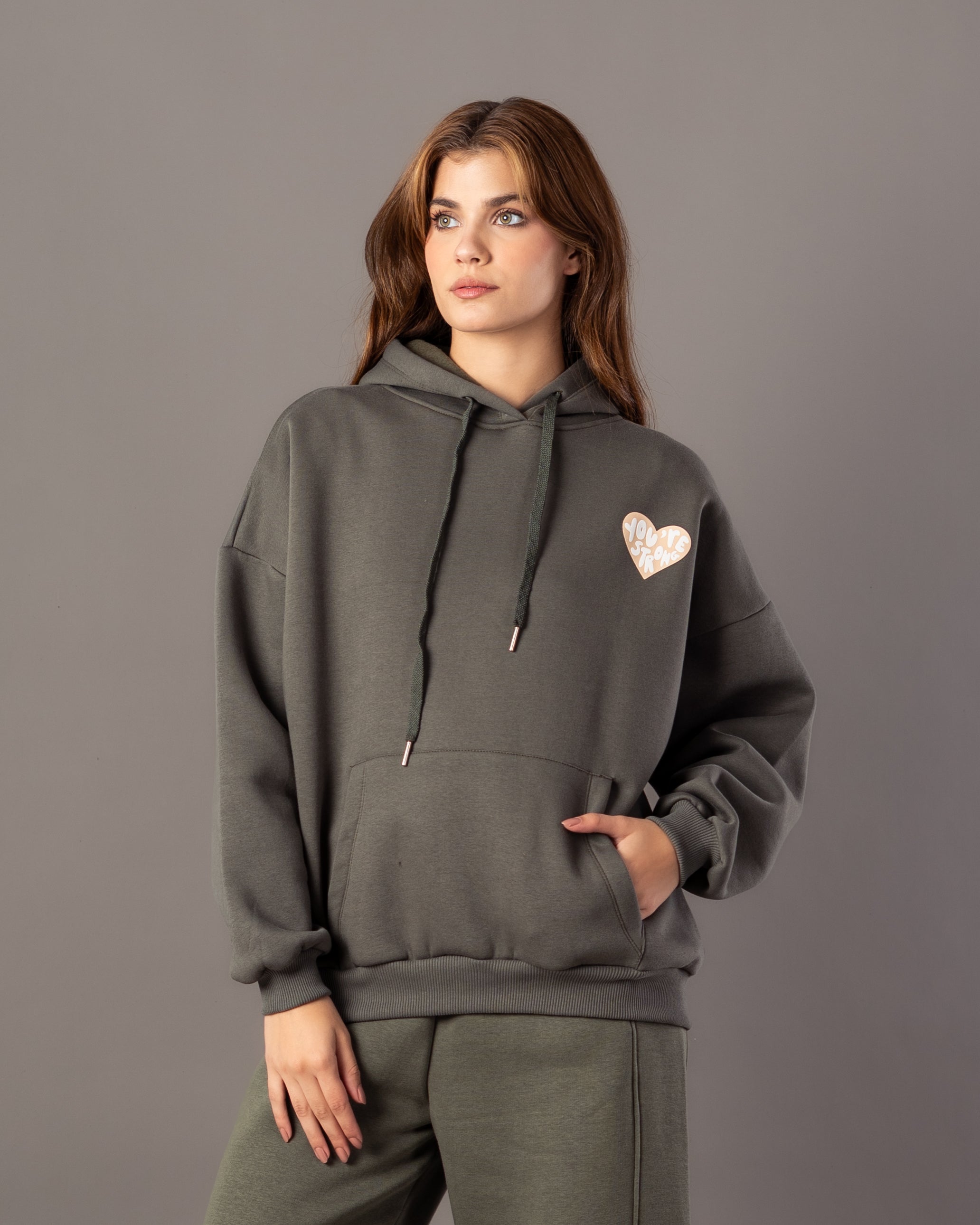 Hoodie – Text Print Inside Heart