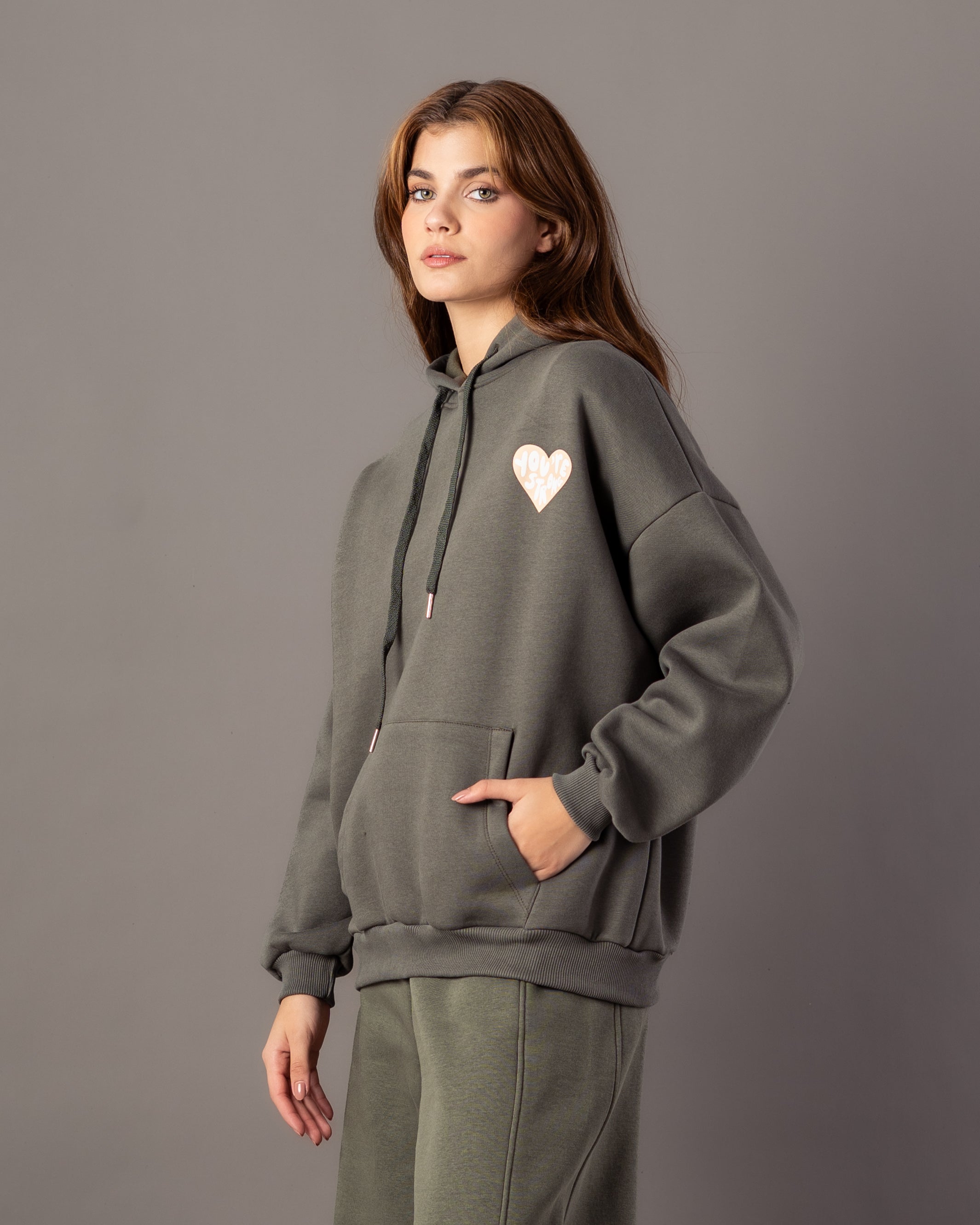 Hoodie – Text Print Inside Heart