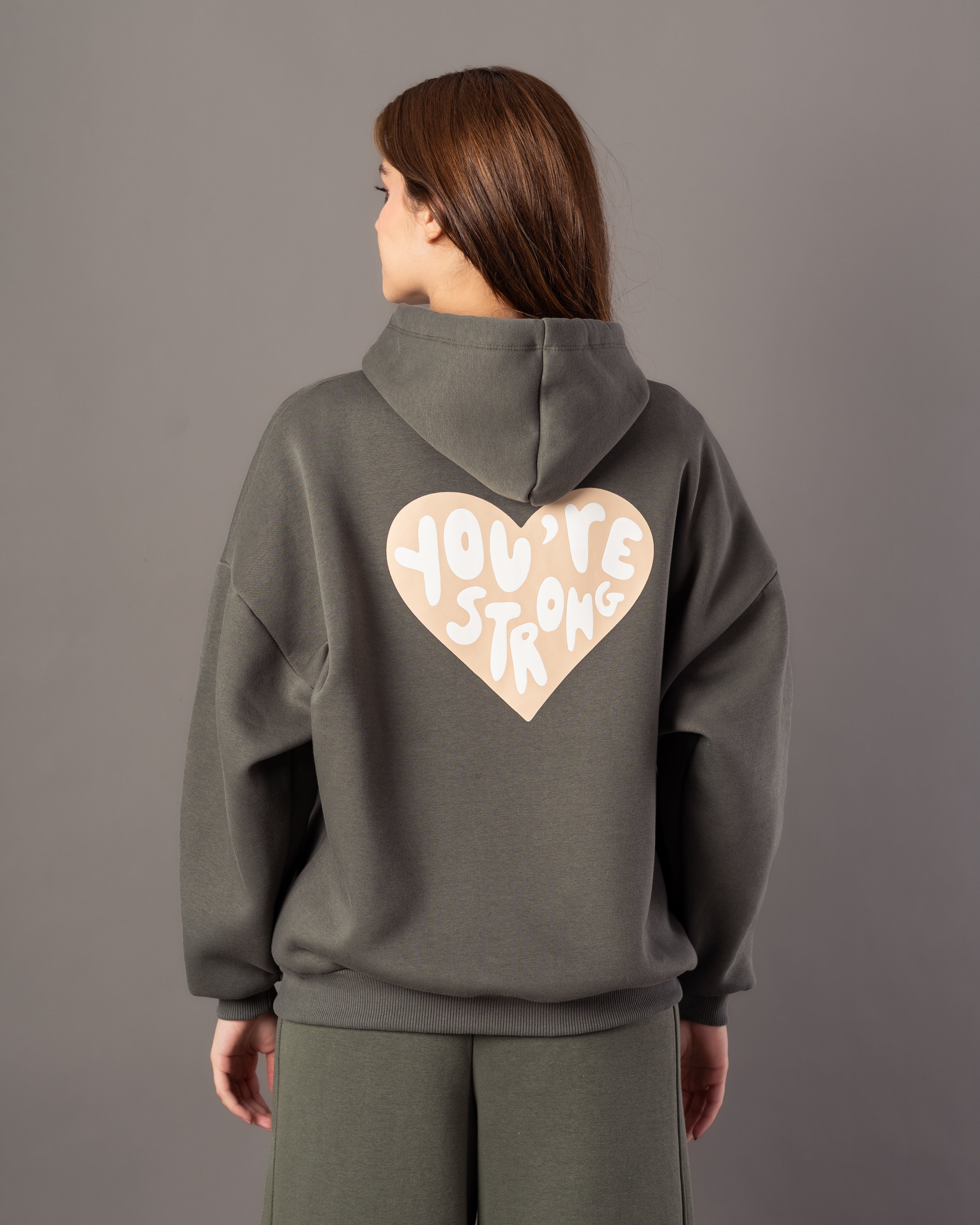 Hoodie – Text Print Inside Heart